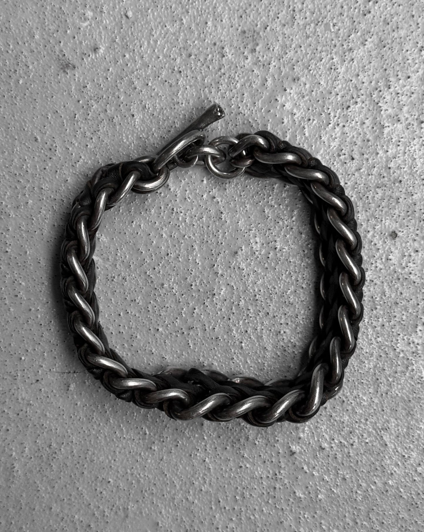 WERKSTATT:MÜNCHEN Leather Silver Curl Bracelet