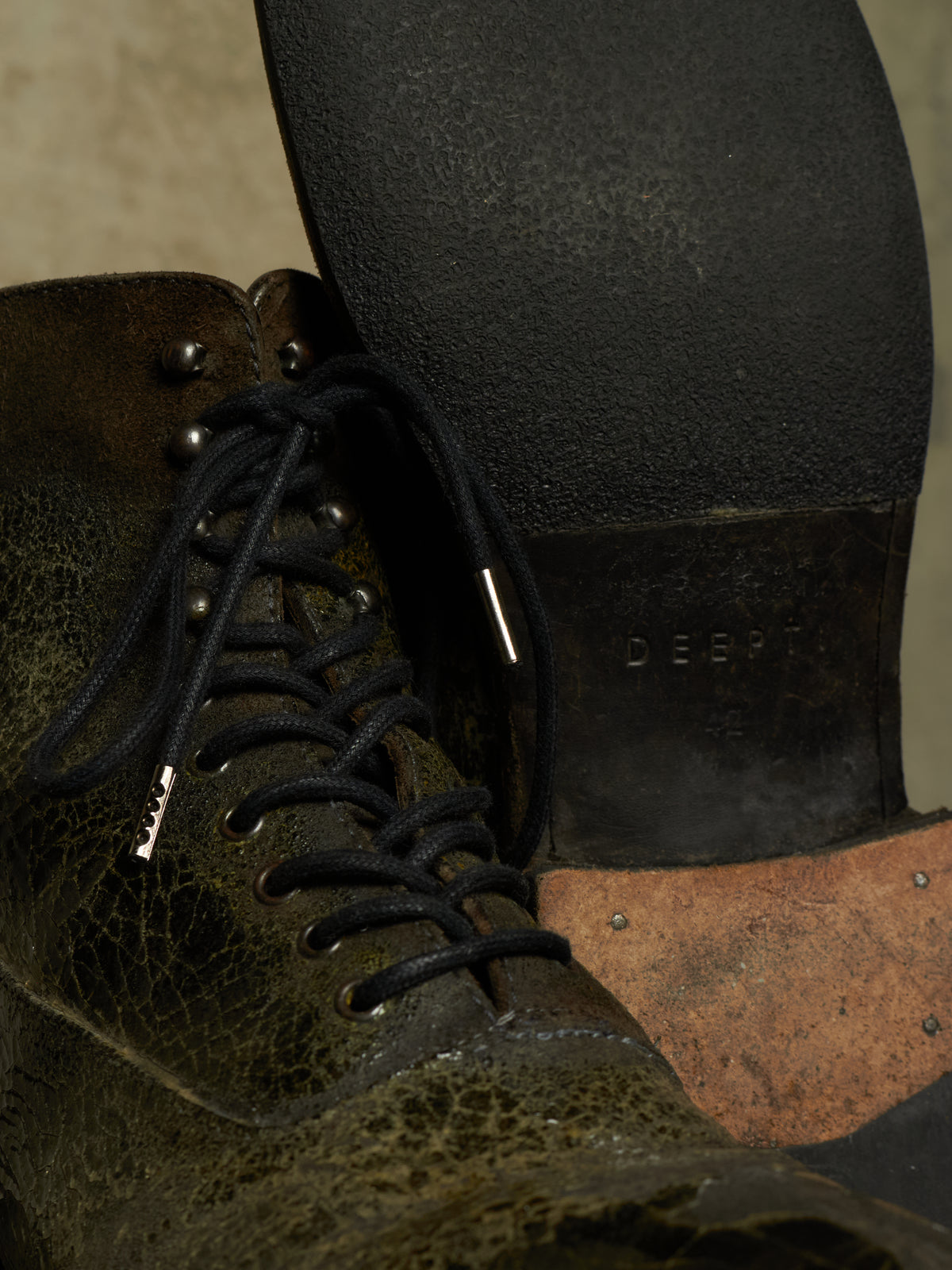 DEEPTI Collection °024-025 'F-081X CODOV-96' Crash Cordovan Leather Goodyear Oxonian Off-Cut Boots