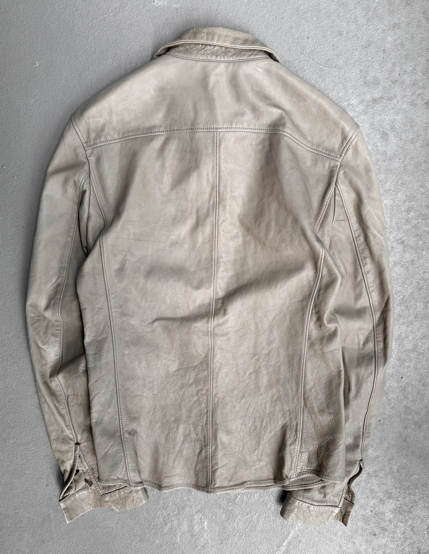 Capre Diem SS04 Grey Washable Cowhide Wrinkle Leather Shirt