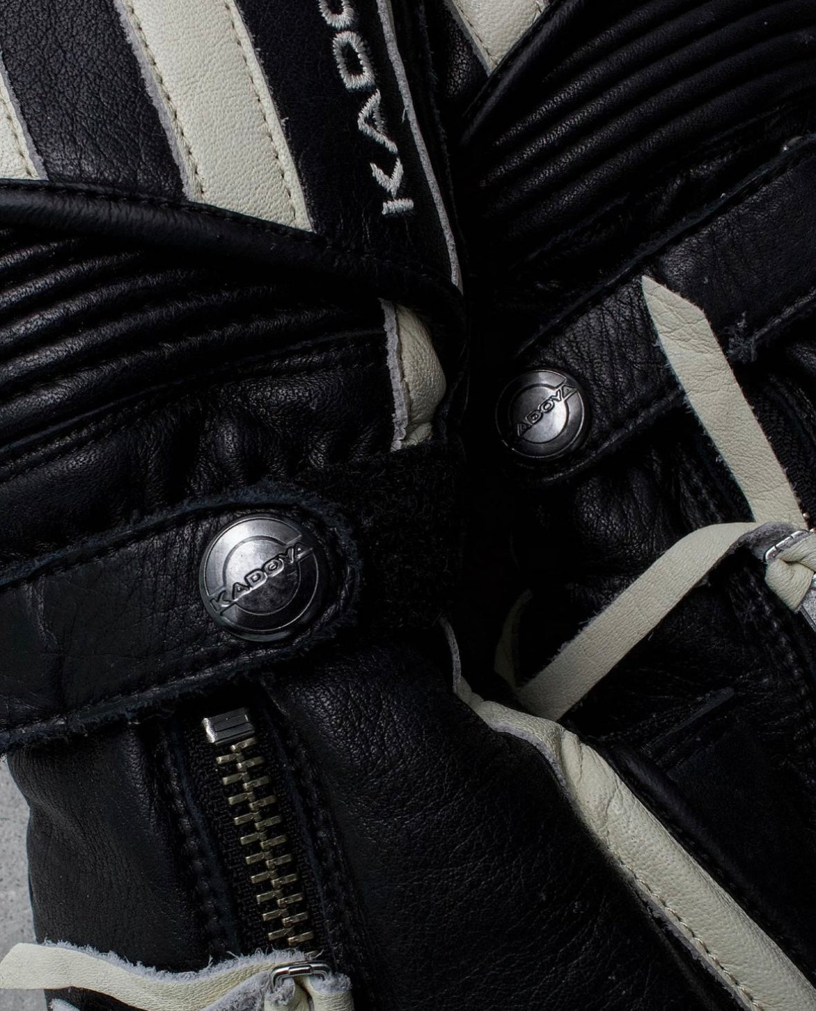 KADOYA Early 00s Stripe Padded Leather Motorcycle Gloves
