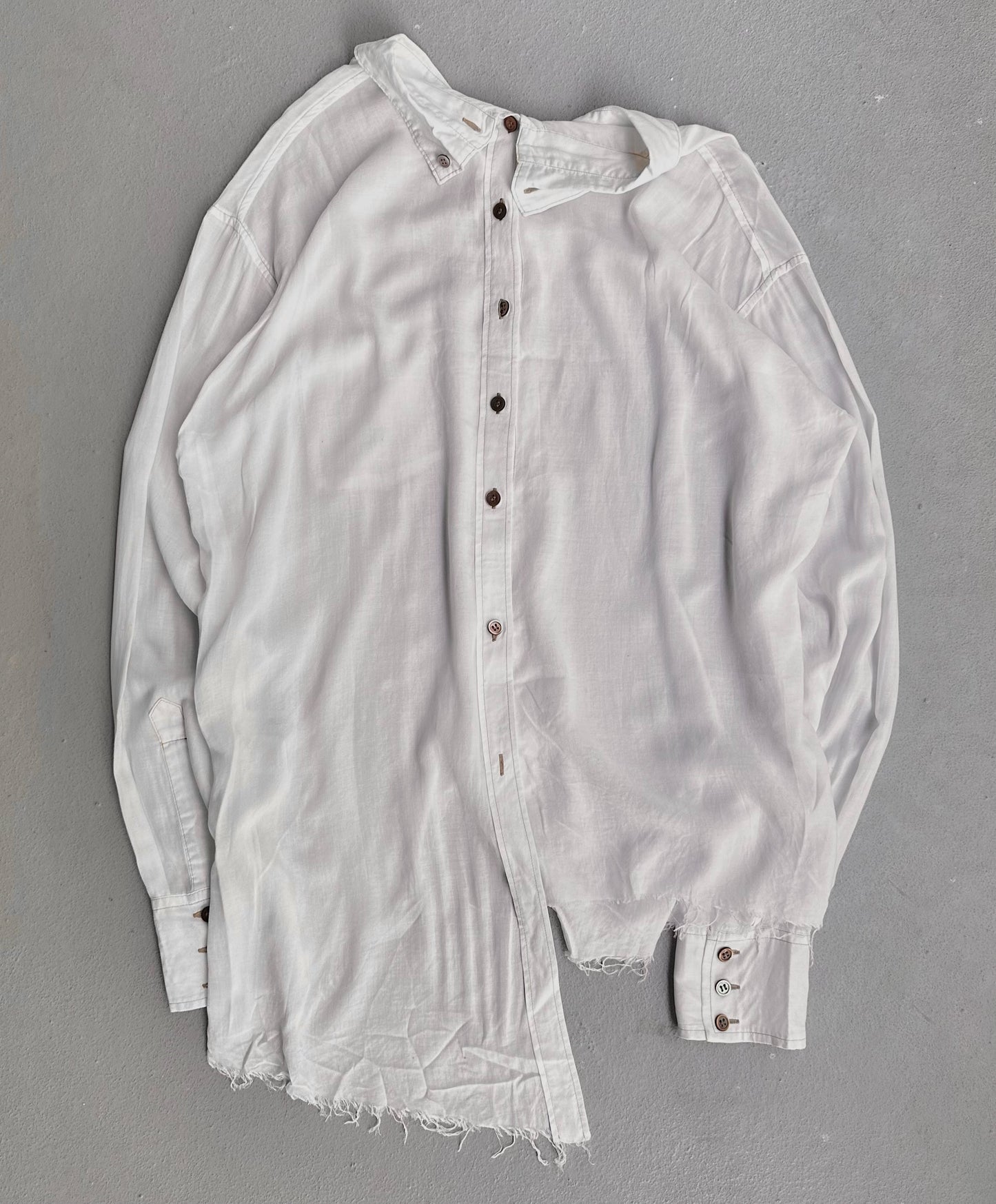 sulvam SS20 Asymmetrical Frayed Double-sided Shirt