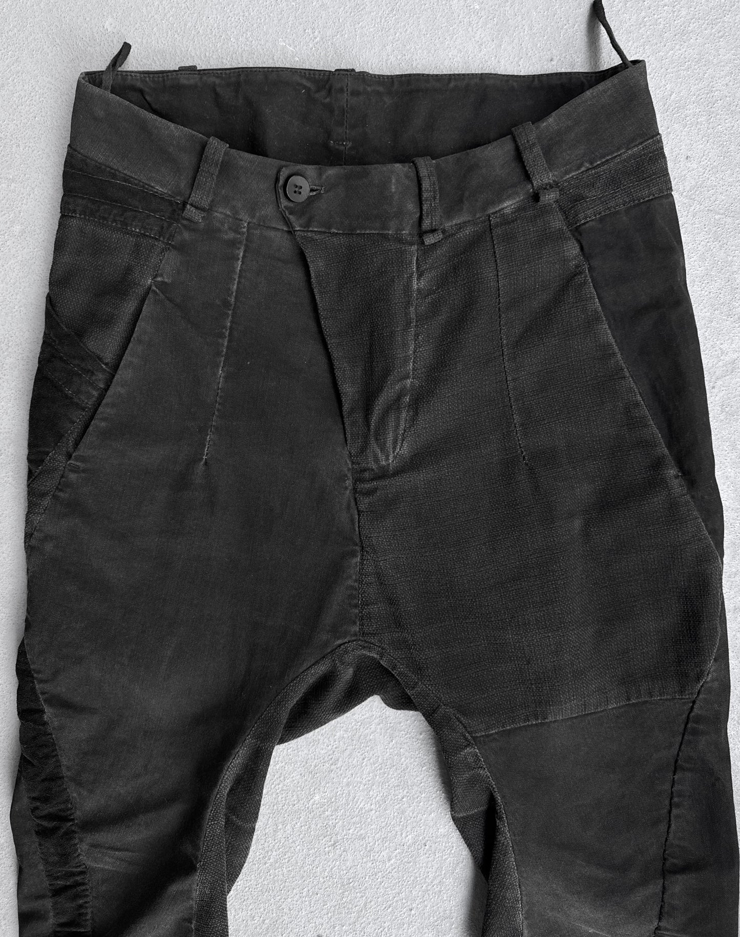 MASNADA Washed Grey Deconstructed Drop-crotch Denim