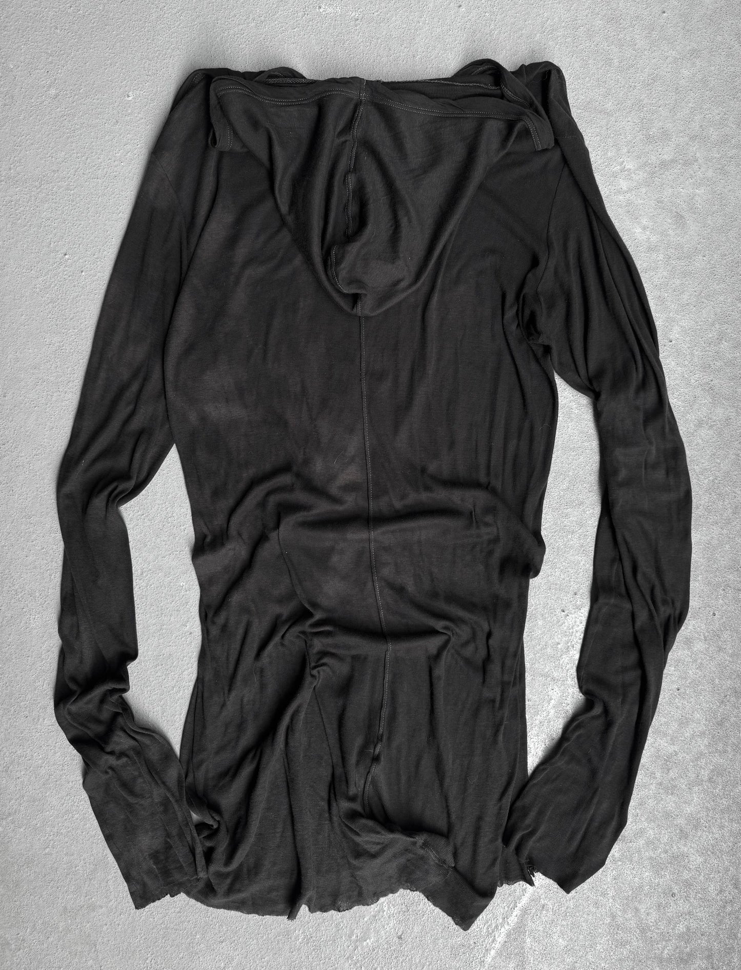 Rick Owens AW22 “STROBE” Dyed Sheer Cotton Hooded Long-sleeves
