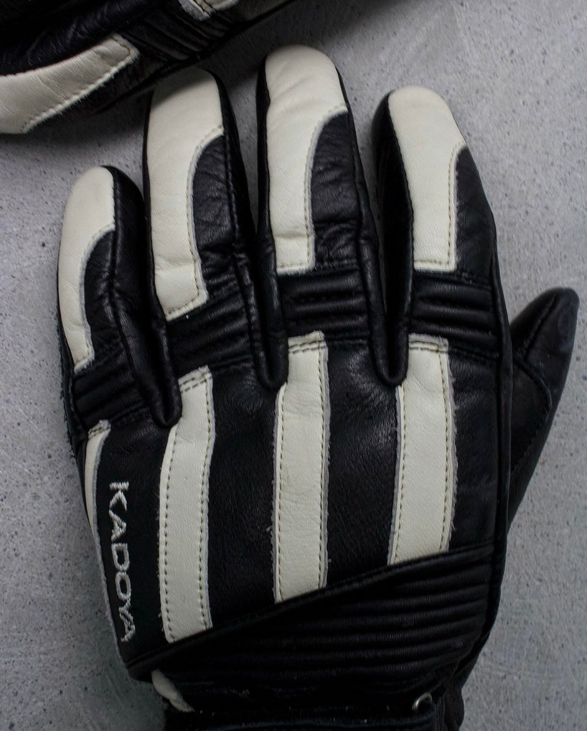 KADOYA Early 00s Stripe Padded Leather Motorcycle Gloves