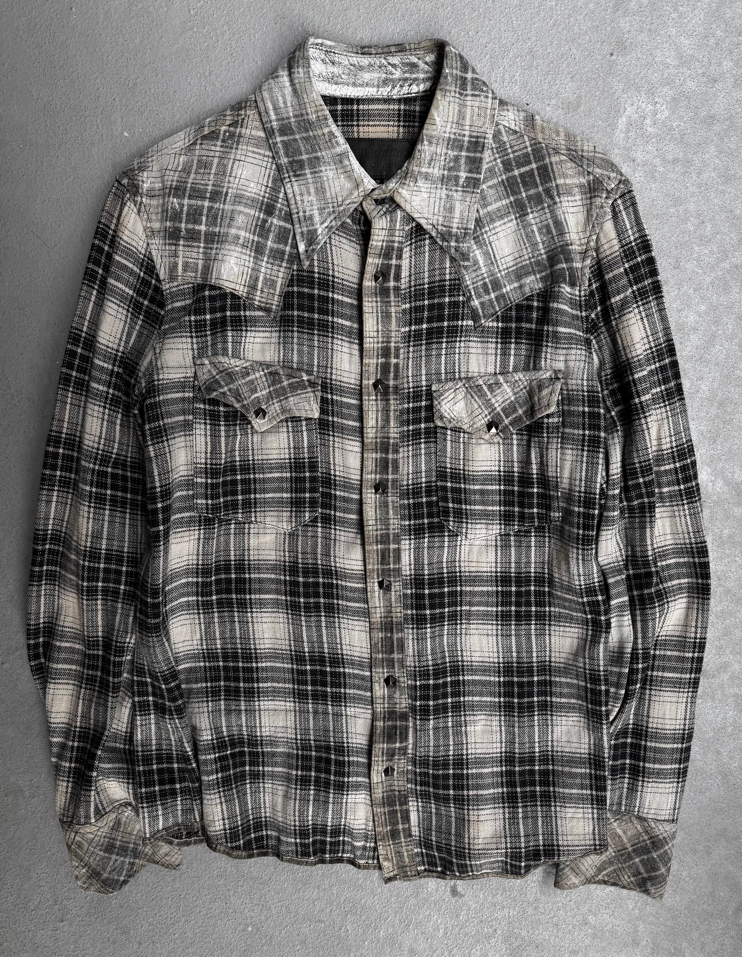Isamu Katayama “BACKLASH” SS15 Pig Leather Trim Studded Western Shirt