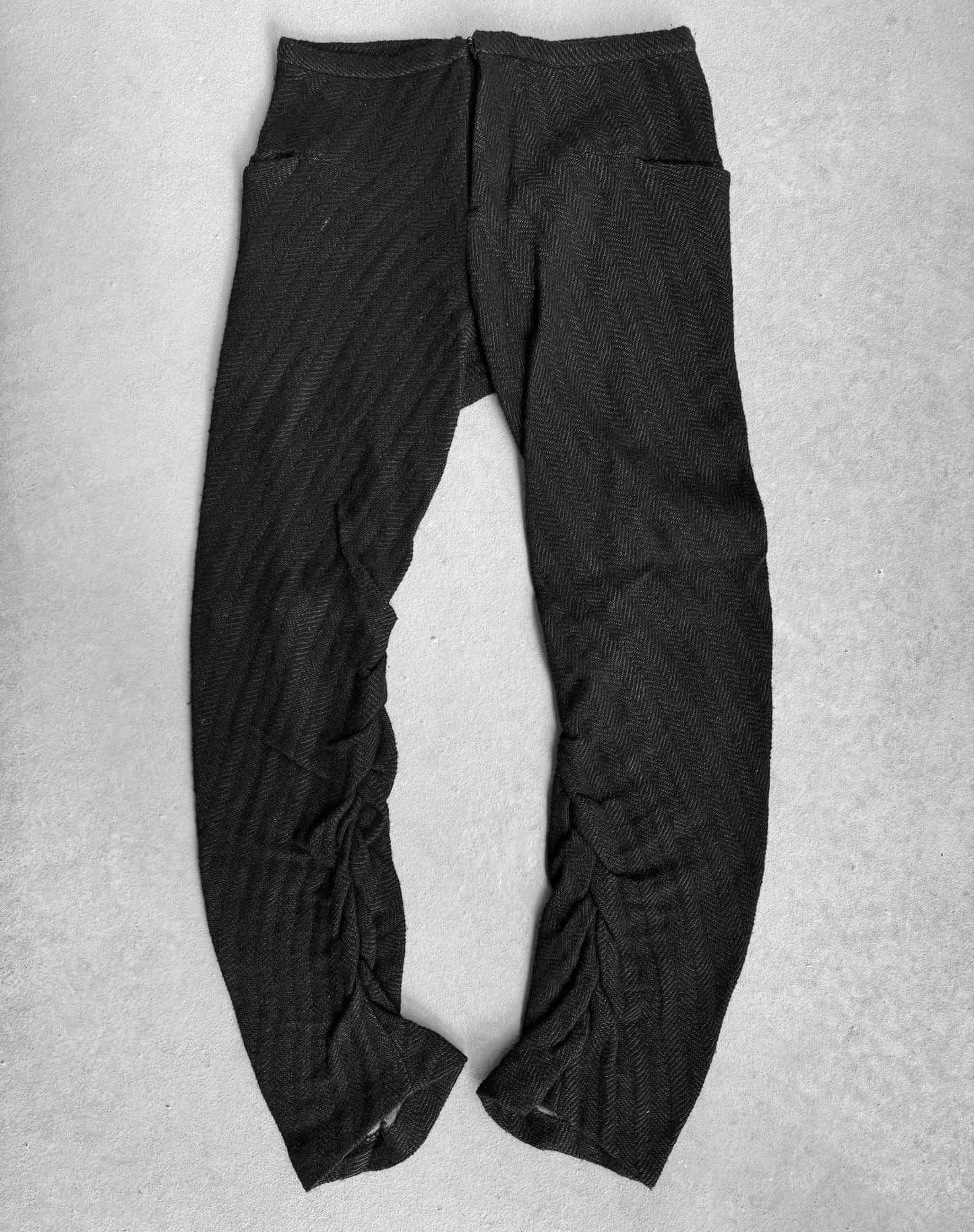S/STERE AW11 “EXIST” Spiral Cut Frayed Wool-blend Pants