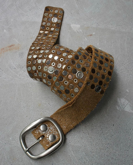 Marithé + François Girbaud Early 00s Metal Studded Suede Leather Belt