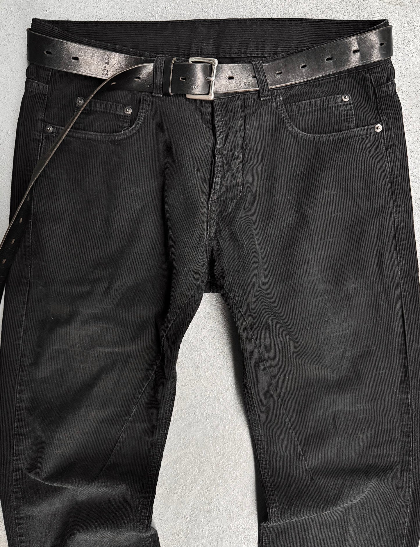 Rick Owens DRKSHDW Early 00s Black Corduroy ‘Detroit Cut’ Slim Pants