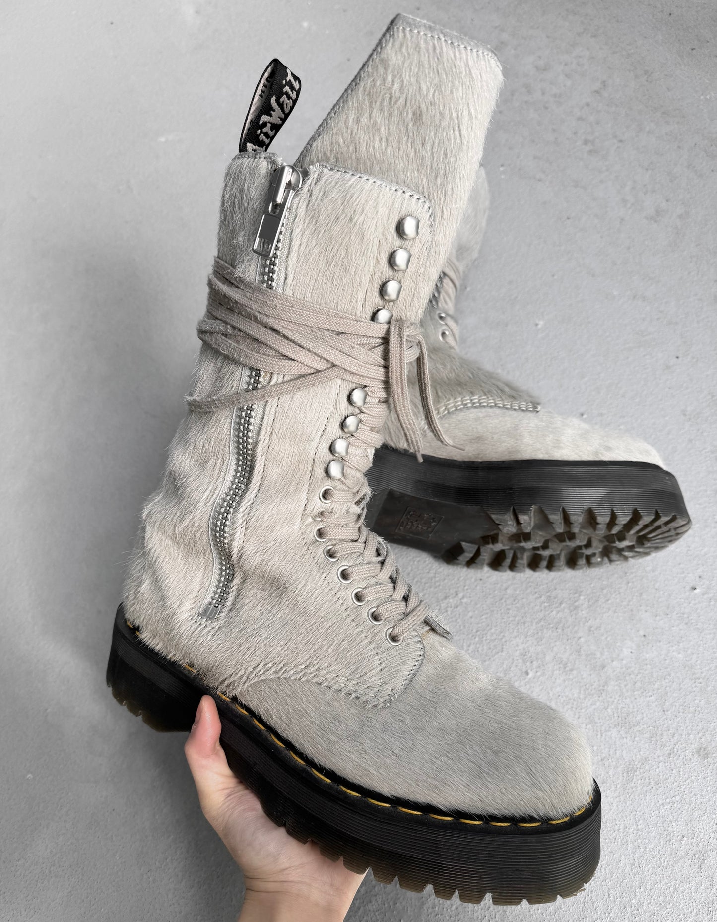 Rick Owens x Dr. Martens AW22 “STROBE” 1918 Pony Hair Lace-up Boots