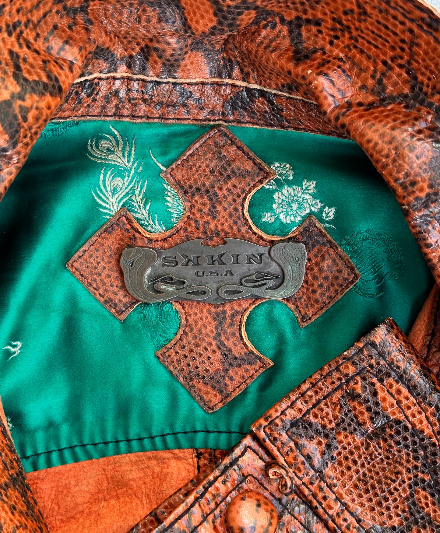 SKKIN U.S.A Early 00s Snakeskin Leather Button-up Shirt detail | DRIEW GARMENTS