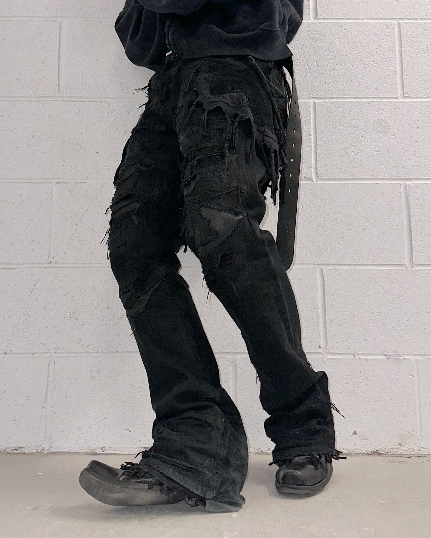 DenimDealer Reconstructed Repaired Boro Leather Patchwork ‘Ethnic’ Bootcut Pants