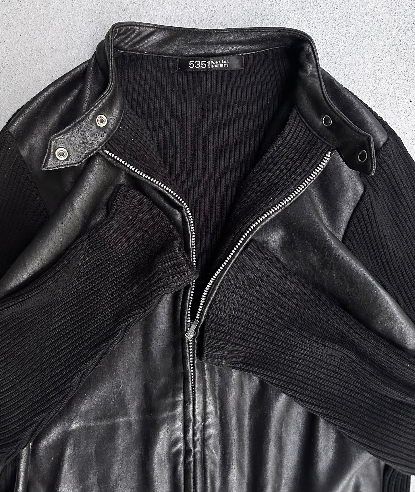 5351 Pour Les Hommes Early 00s Hybrid Knit Rider Jacket