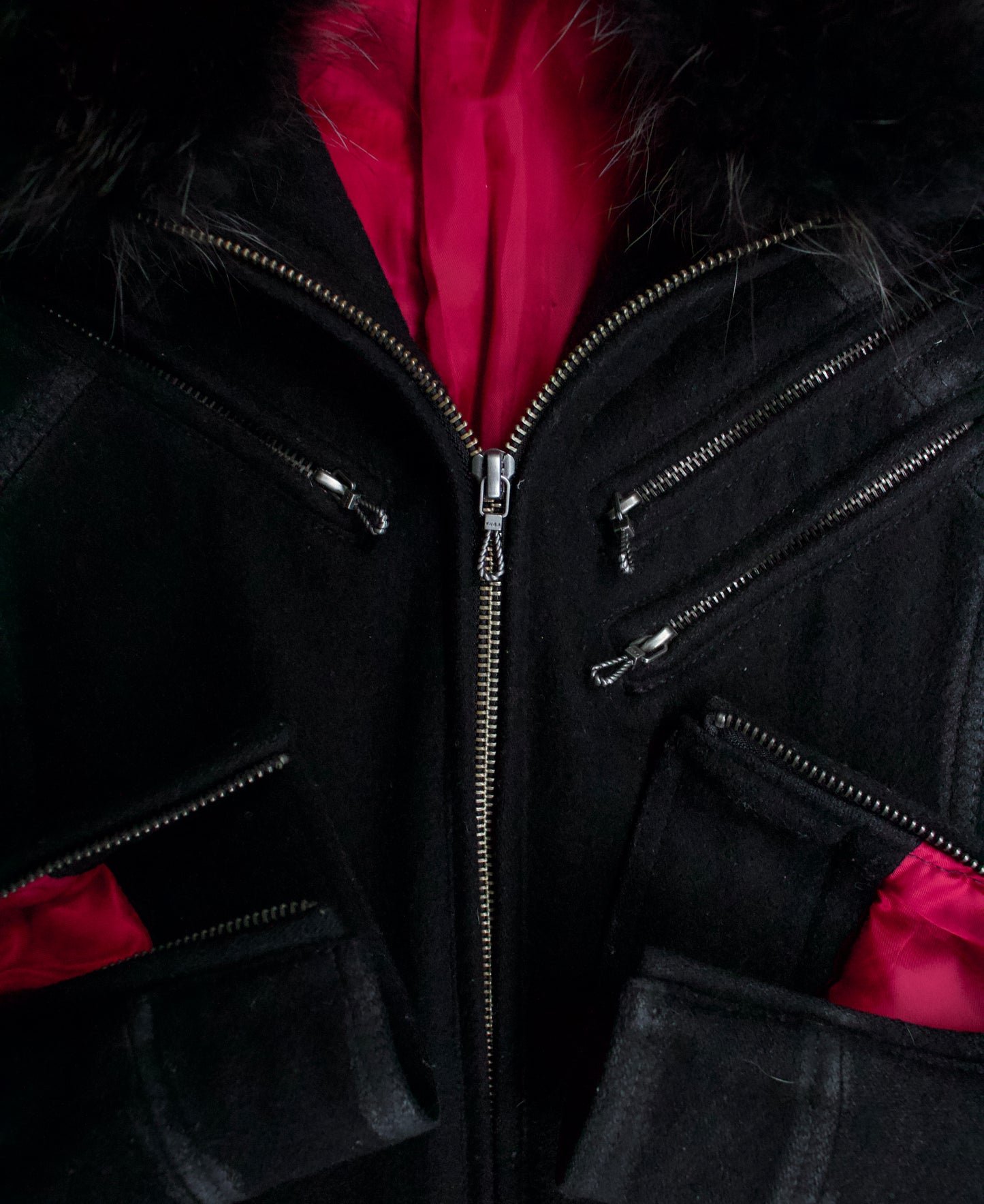 GOSTAR DE FUGA Early 00s Racoon Fur Wool Rider Jacket