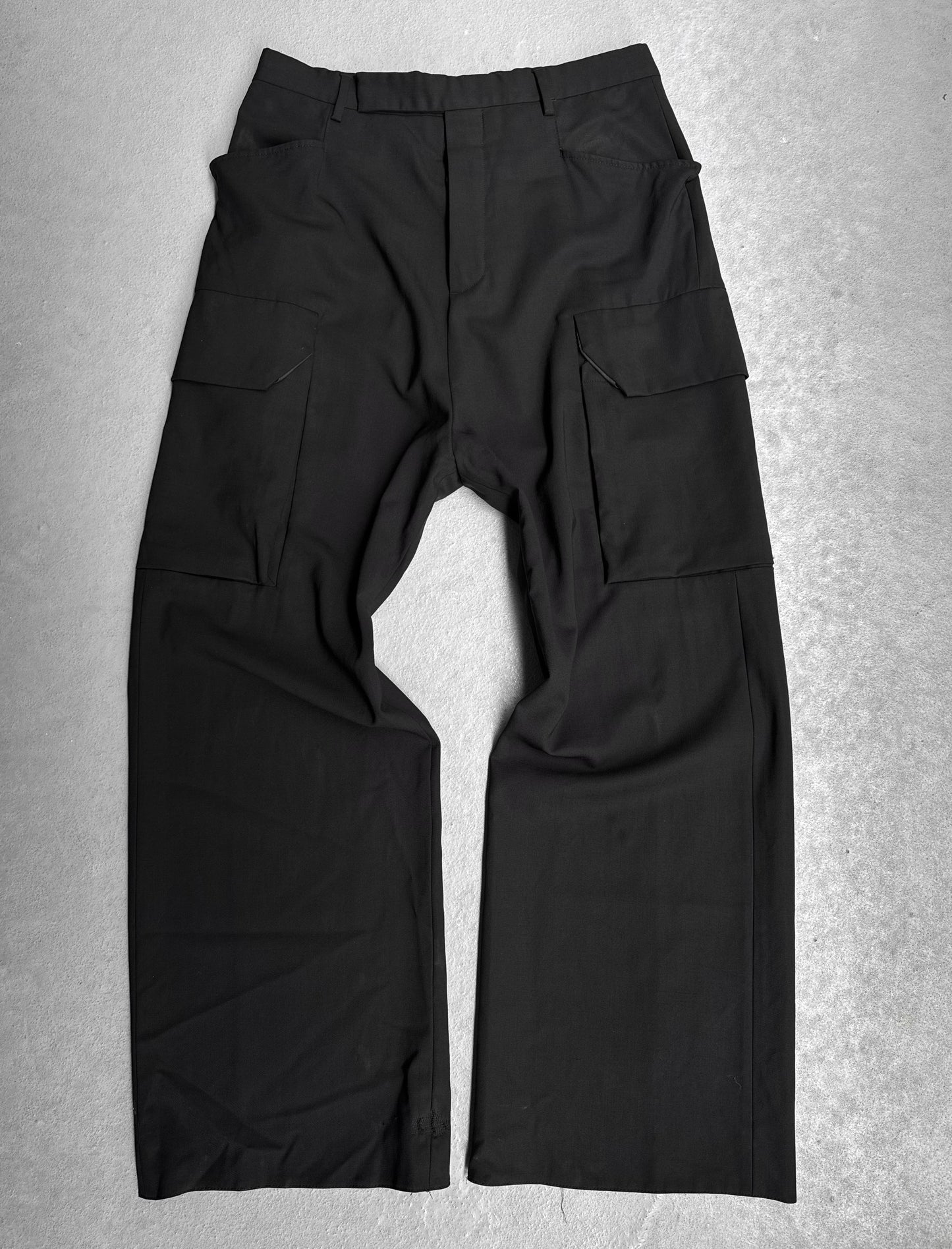 Rick Owens SS17 “WALRUS” Wide Leg Wool Cargo Pants