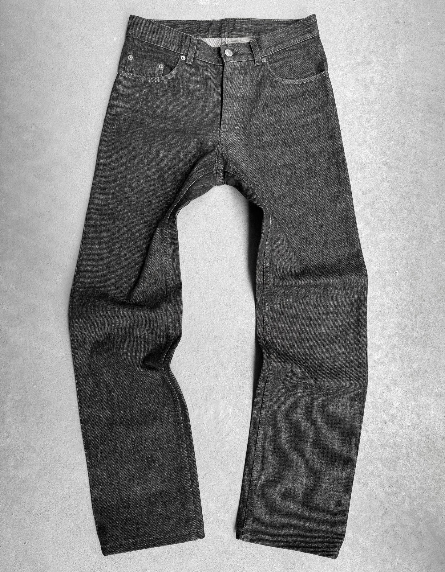 Helmut Lang Vintage 90s Dark Raw Grey Bootcut Denim