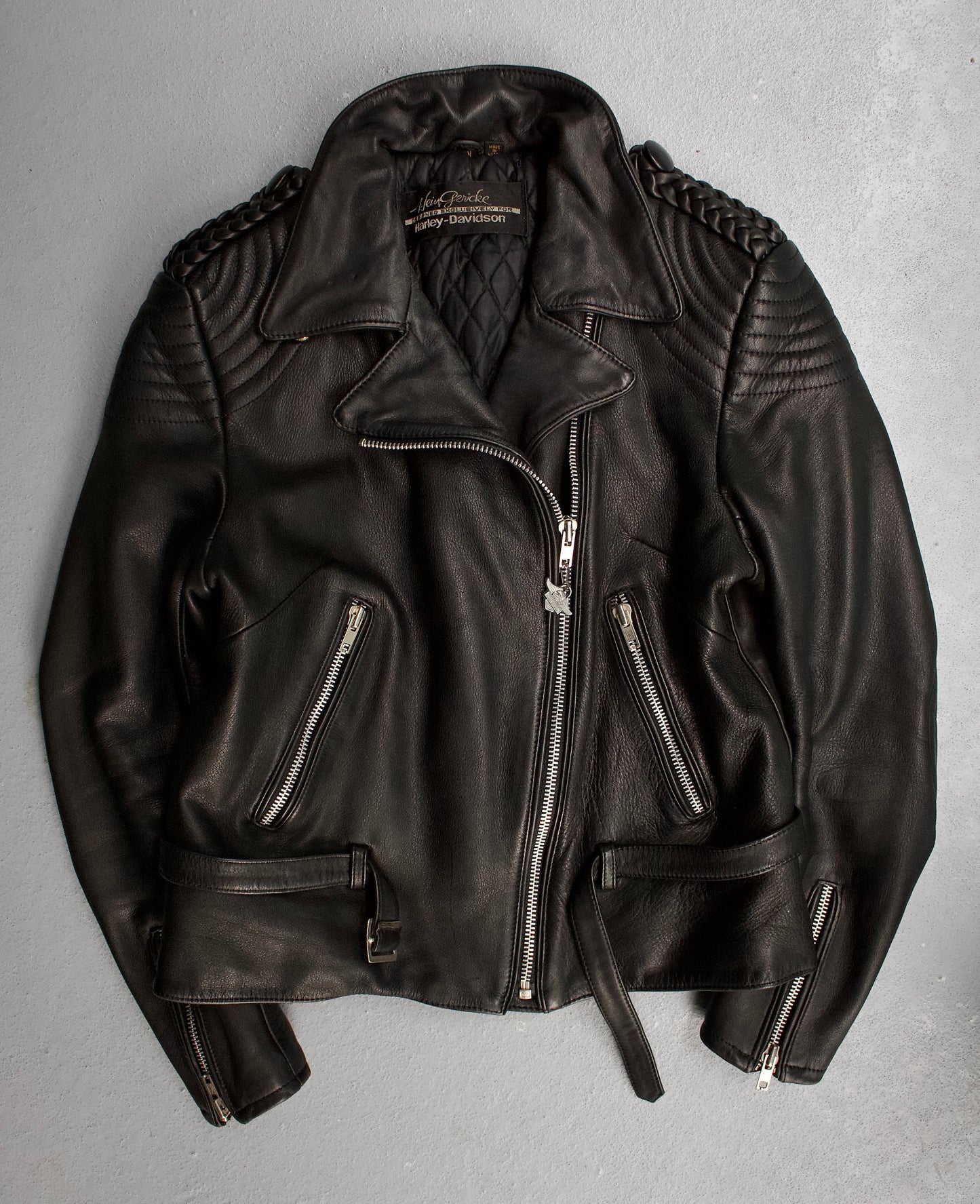 Vintage 80s “Hein Gervick” Harley Davidson Padded Biker Jacket