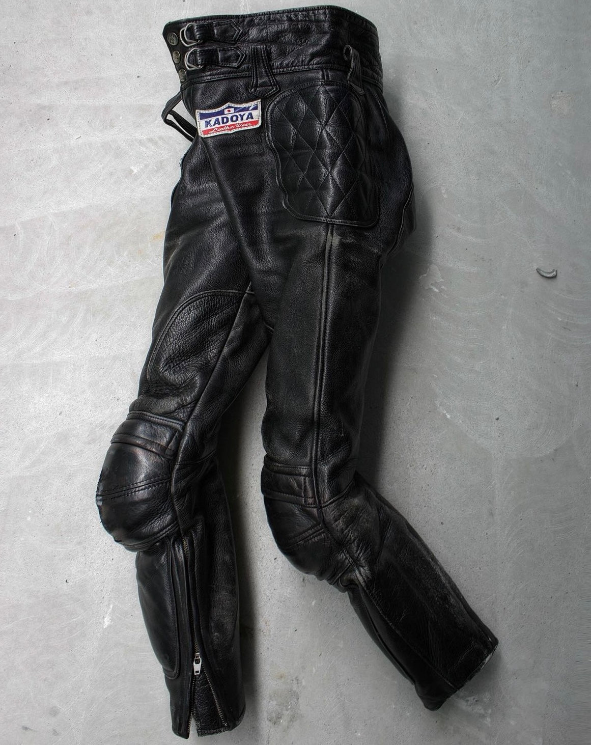 KADOYA Head Factory Vintage 90s Padded Leather Motocycle Pants