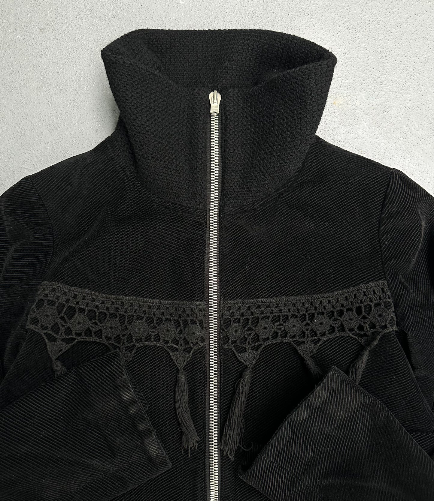 Number (N)ine Early 00s Cropped “Western” Tassels Zip-up Jacket