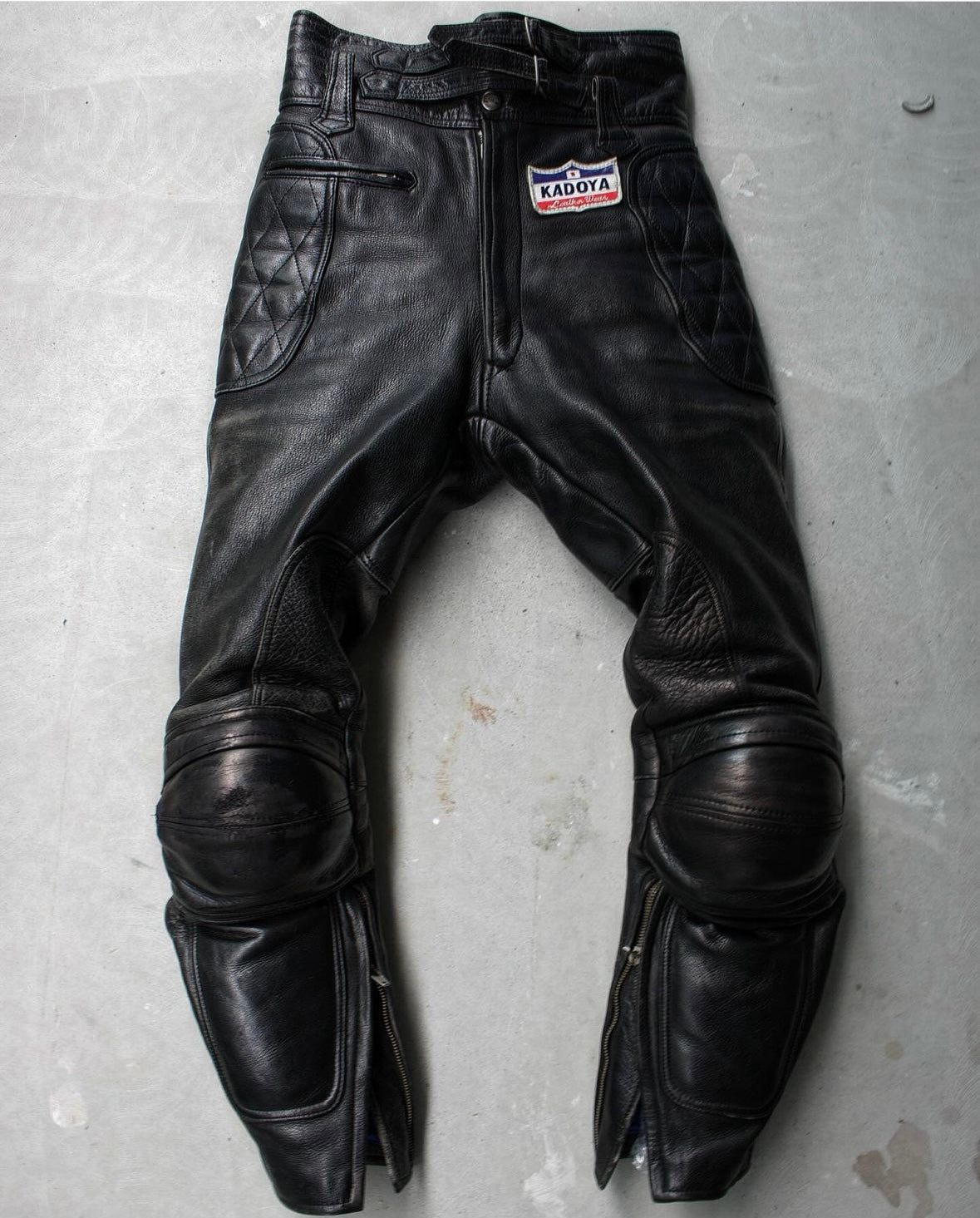 KADOYA Head Factory Vintage 90s Padded Leather Motocycle Pants
