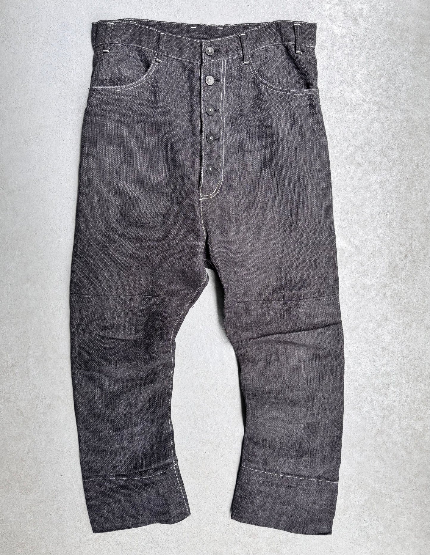 nude:masahiko maruyama SS24 Japanese Paper-blend Linen Wide Leg Bootcut Pants