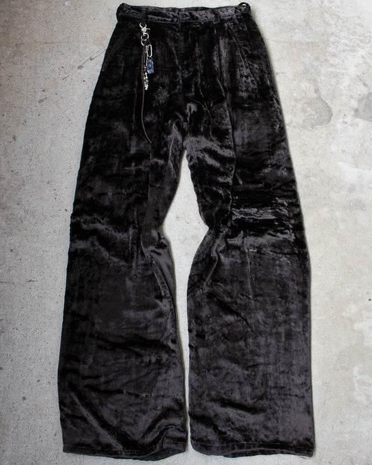 front shot Sulvam SS17 *SAMPLE* Wide Cut Velour Dress Pants