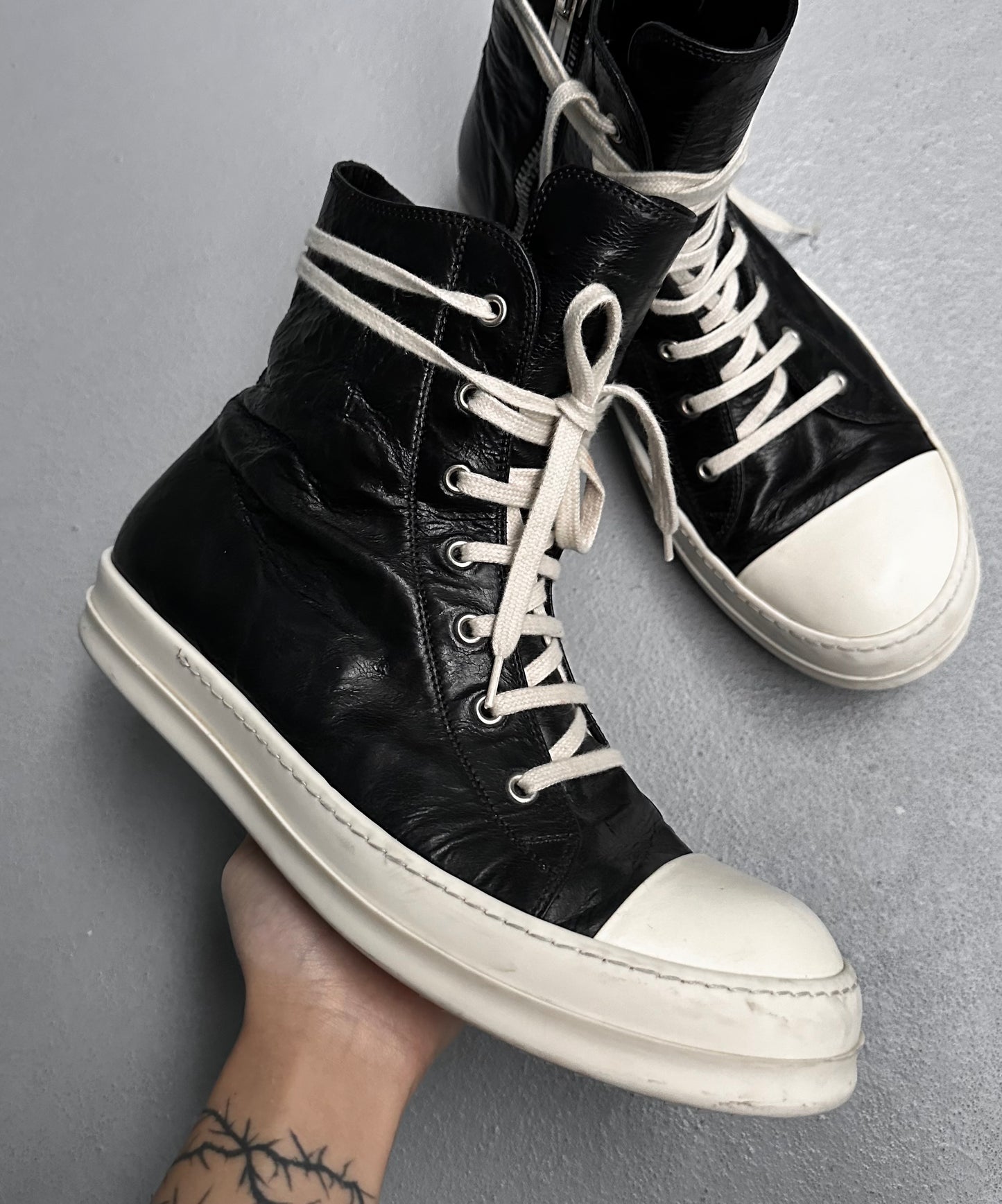 Rick Owens AW17 “GLITTER” Goatskin Leather Ramones Sneakers