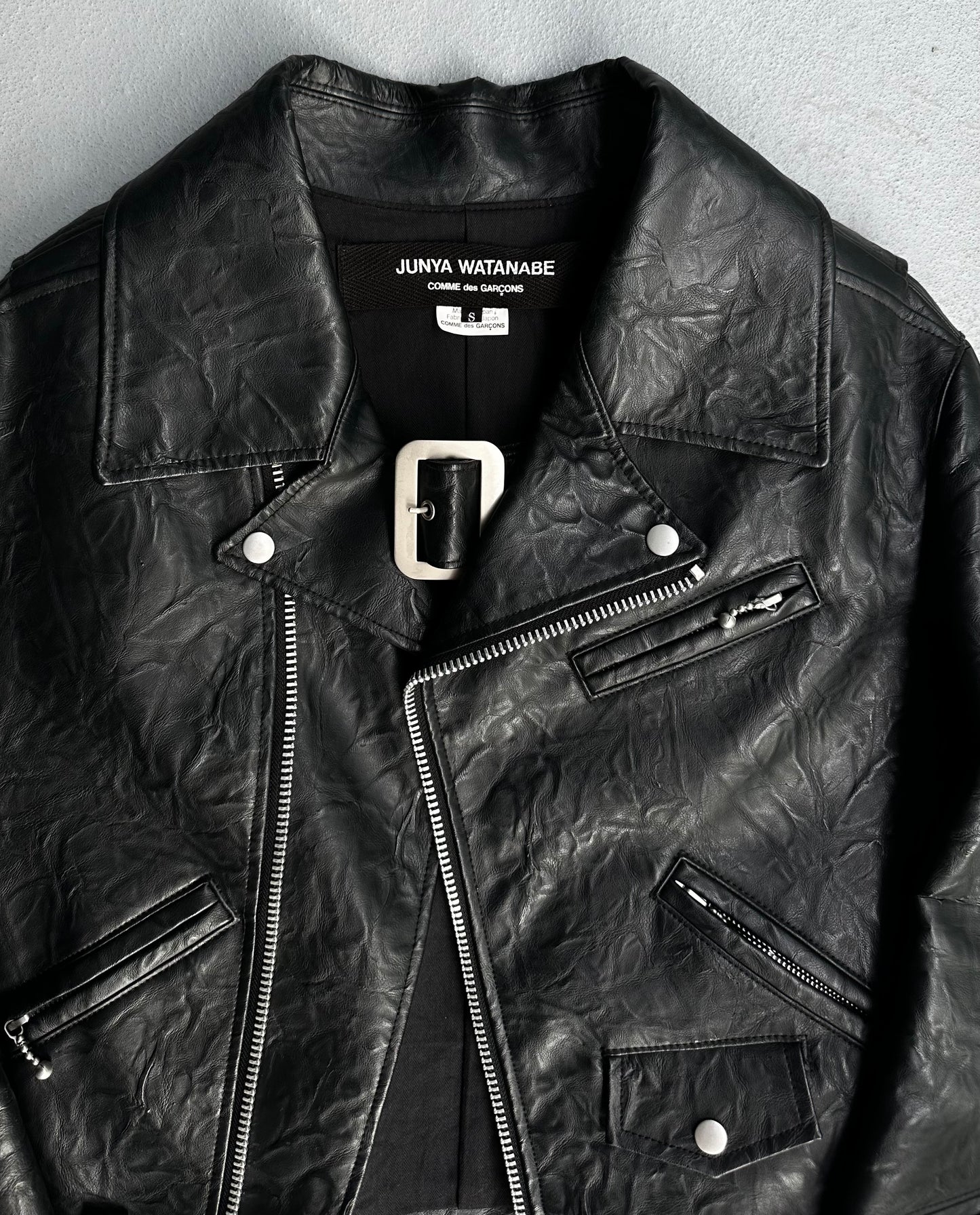 Junya Watanabe AW13 Belt Crushed Leather Jacket