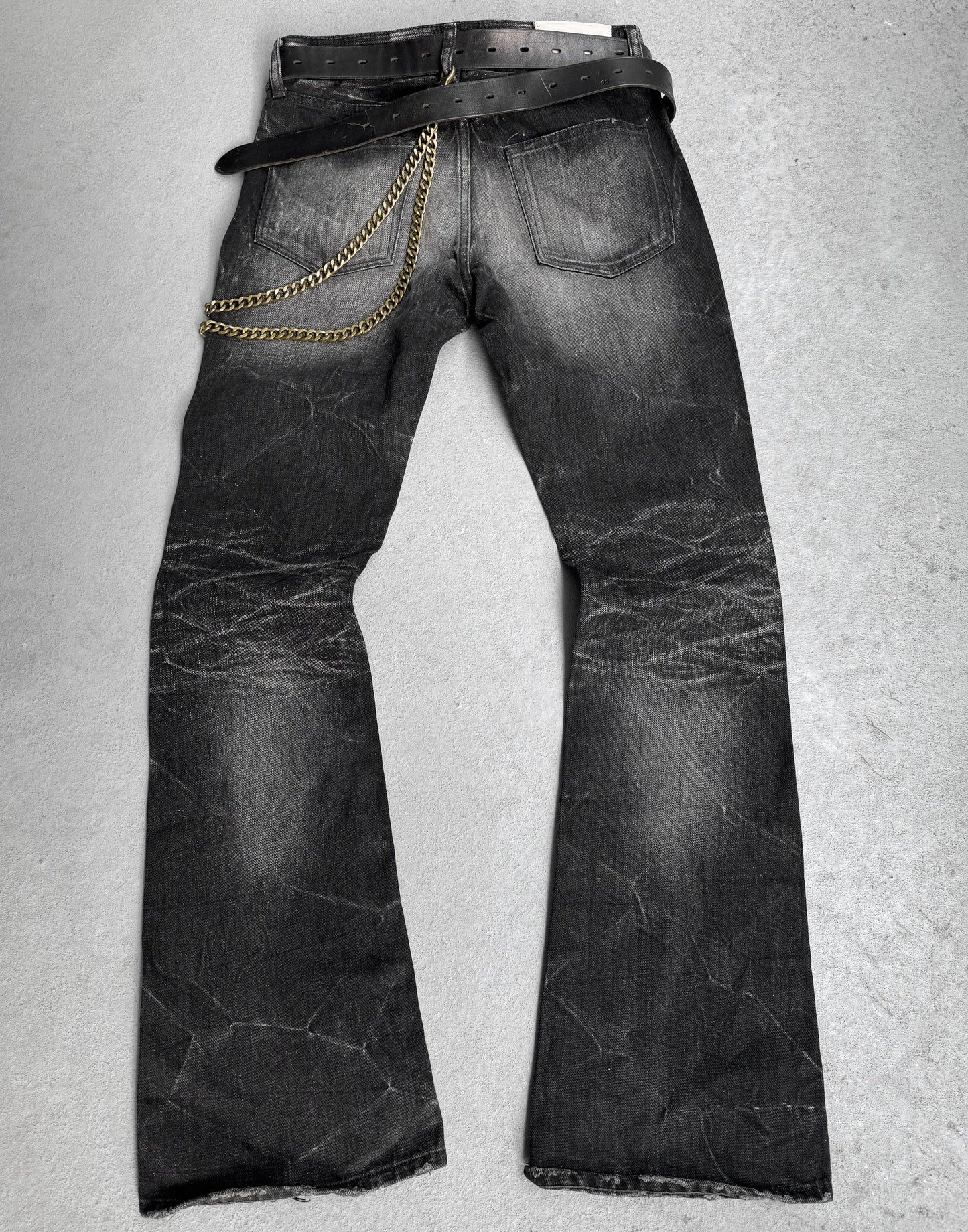 GOSTAR DE FUGA Early 00s Marble Washed Glitter Flare Bootcut Denim