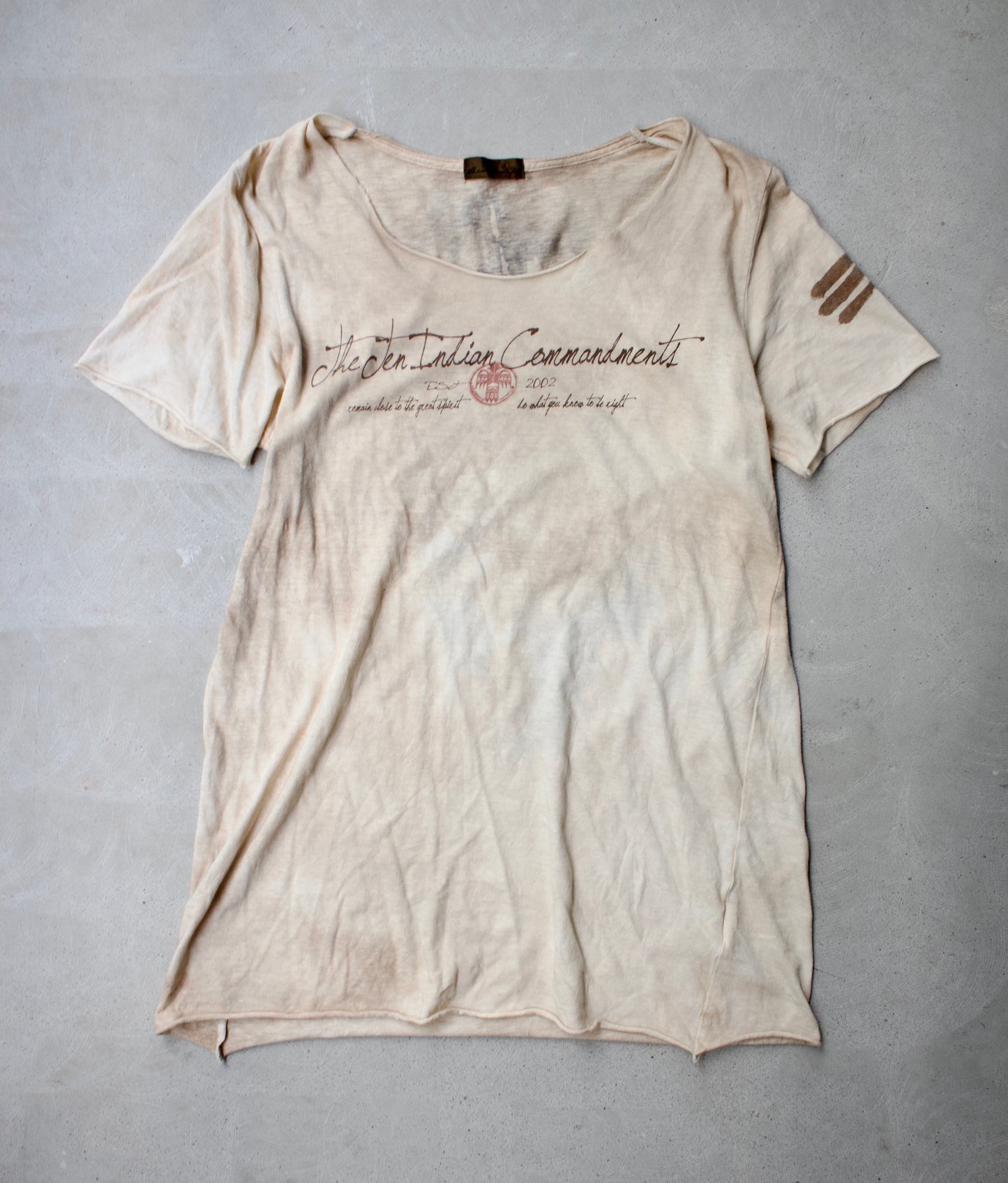 G.O.A Early 00s Distressed “Indian Commandment” Rusty Feather T-shirt