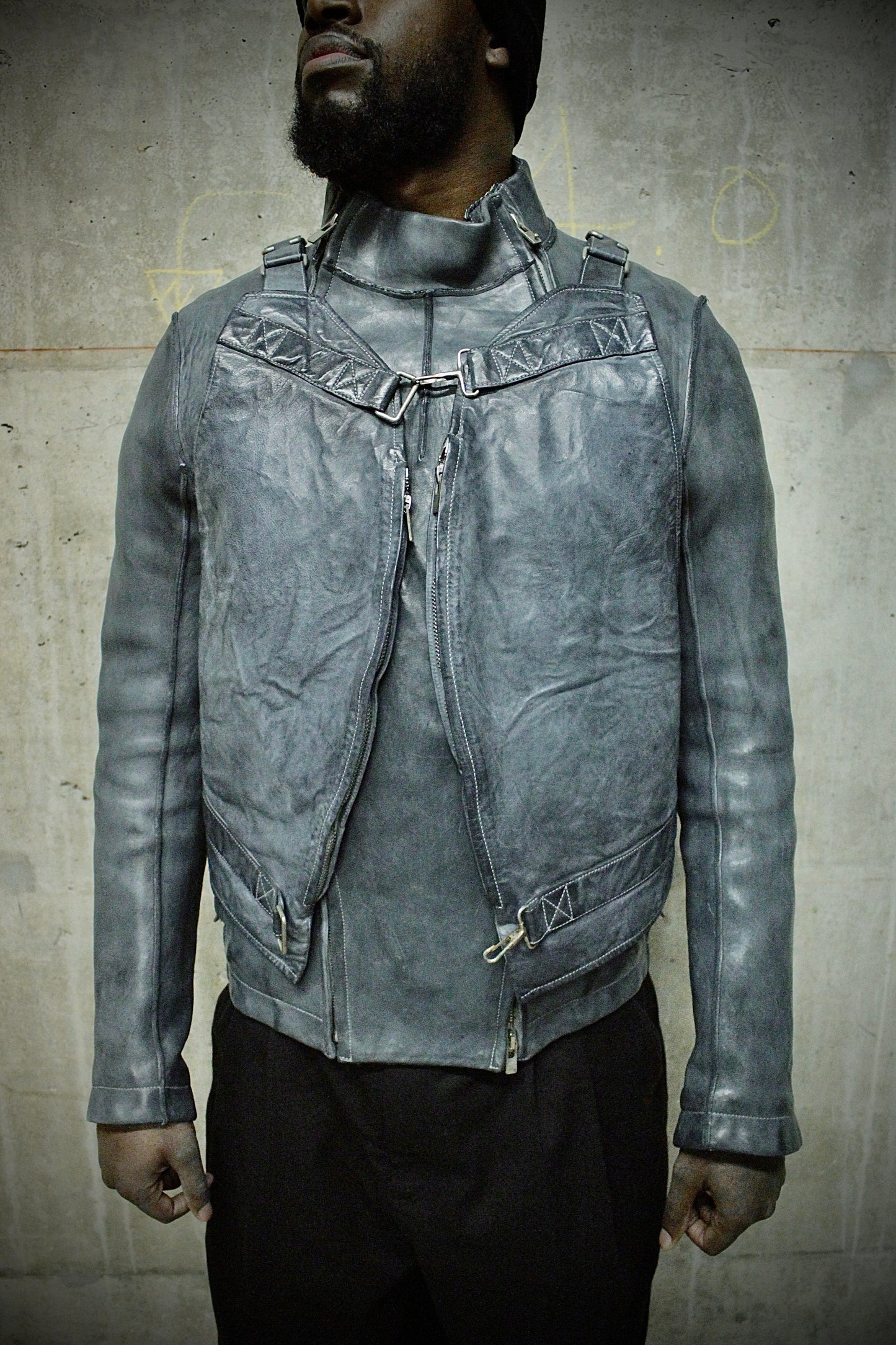 Carol Christian Poell SS00 'LM/2700-IN CORSS-PTC/029' Object-dyed Lined Pinch Seam Horse Leather Fencing Jacket