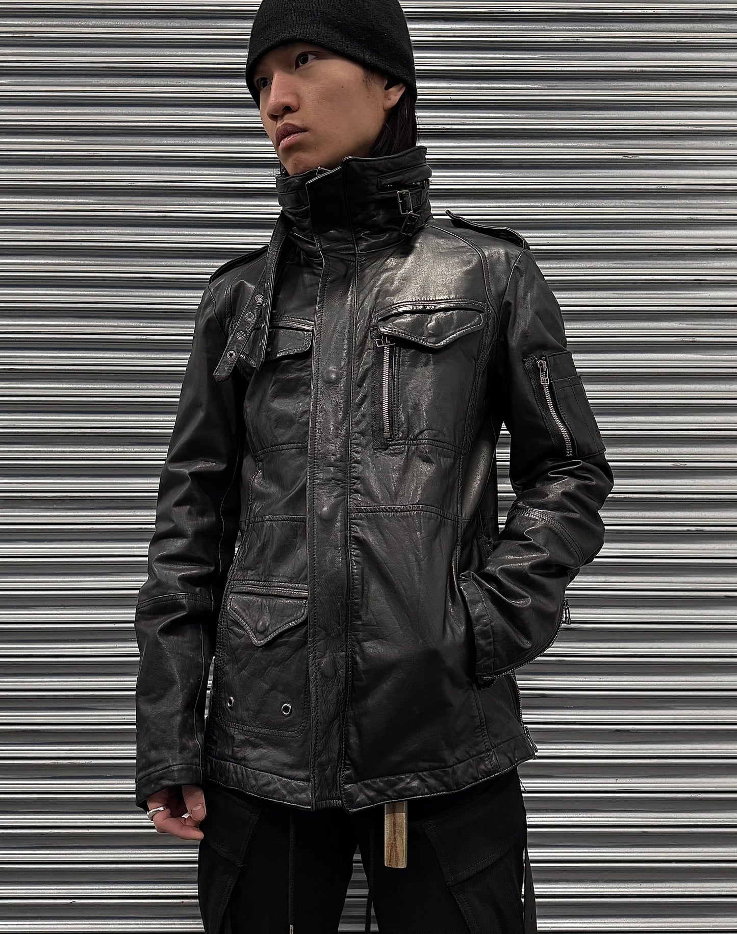 Kyoji Maruyama AW08 Cowhide Leather Multi-pockets Black Rider Jacket