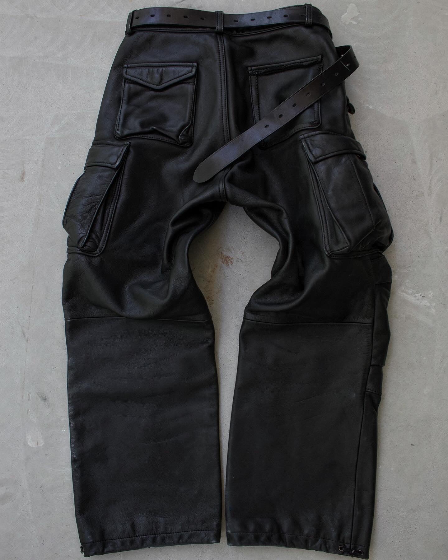 KADOYA K’s Leather 00s Cowhide Leather Wide Cut Motorcycle Cargo Pants