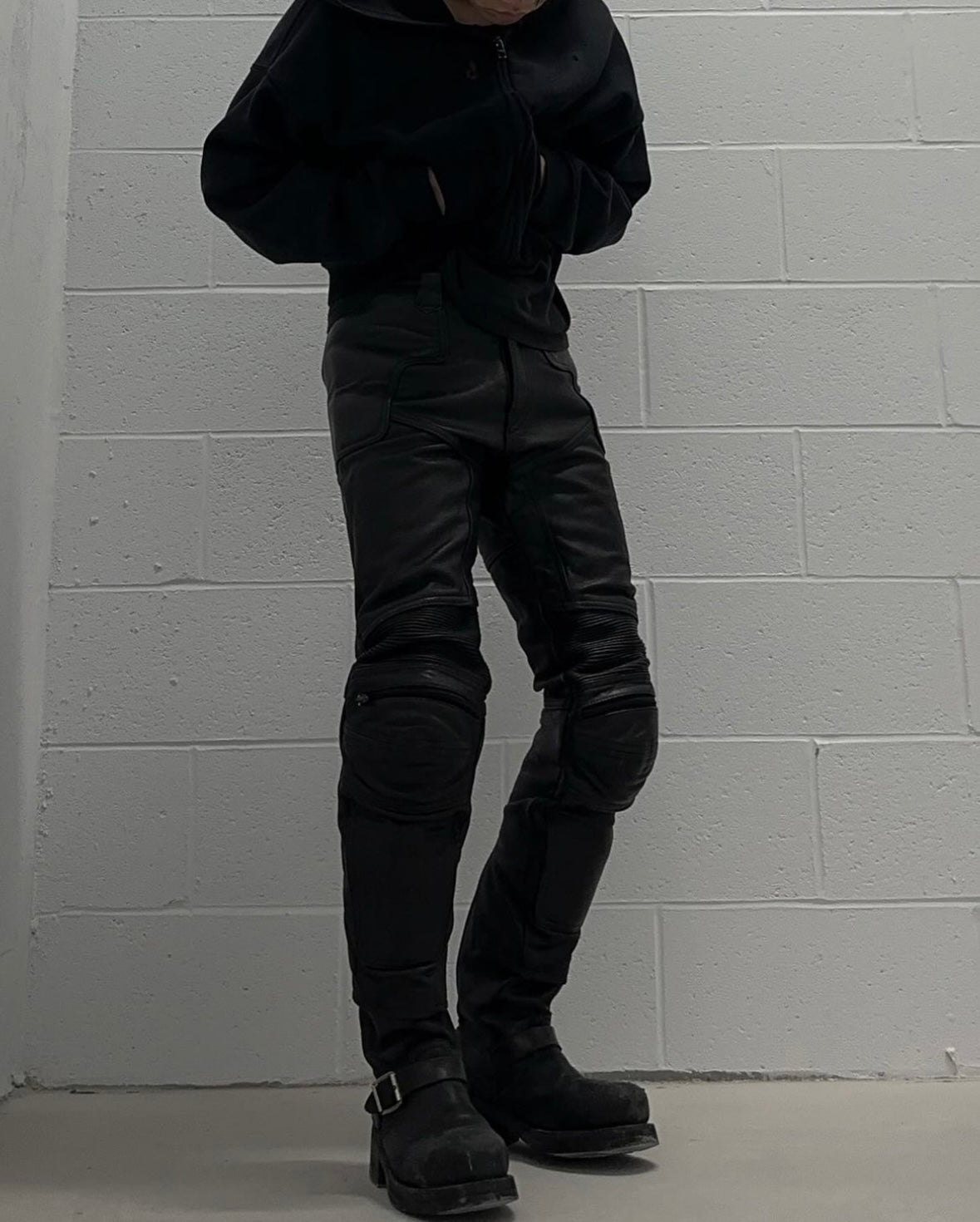 KADOYA Early 00s Padded Cowhide Leather Motorcycle Pants