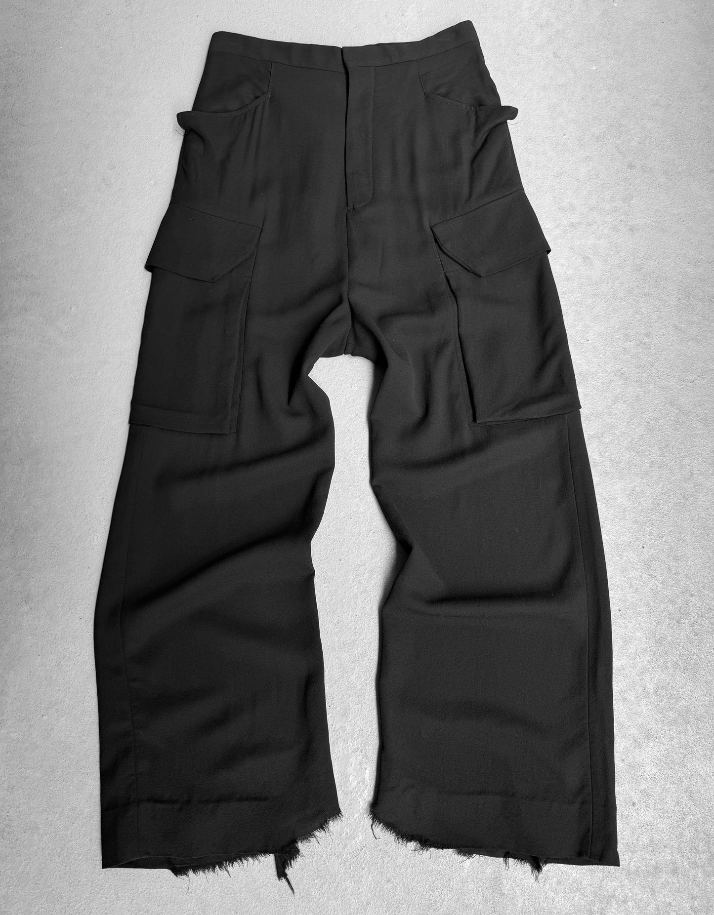 Rick Owens SS17 “WALRUS” Wide Leg Wool-blend Cargo Pants
