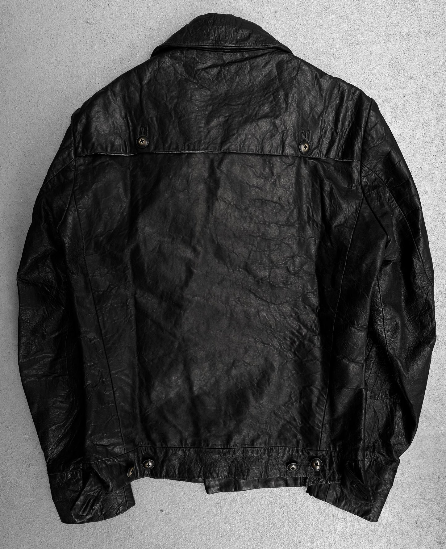 Tornado Mart Early 00s Cropped Double-breasted Sheepskin Leather Jacket