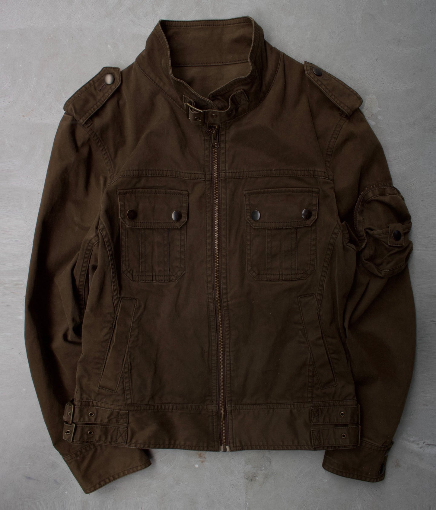 TÊTE HOMME Early 00s Khaki Multi-pocket Rider Jacet