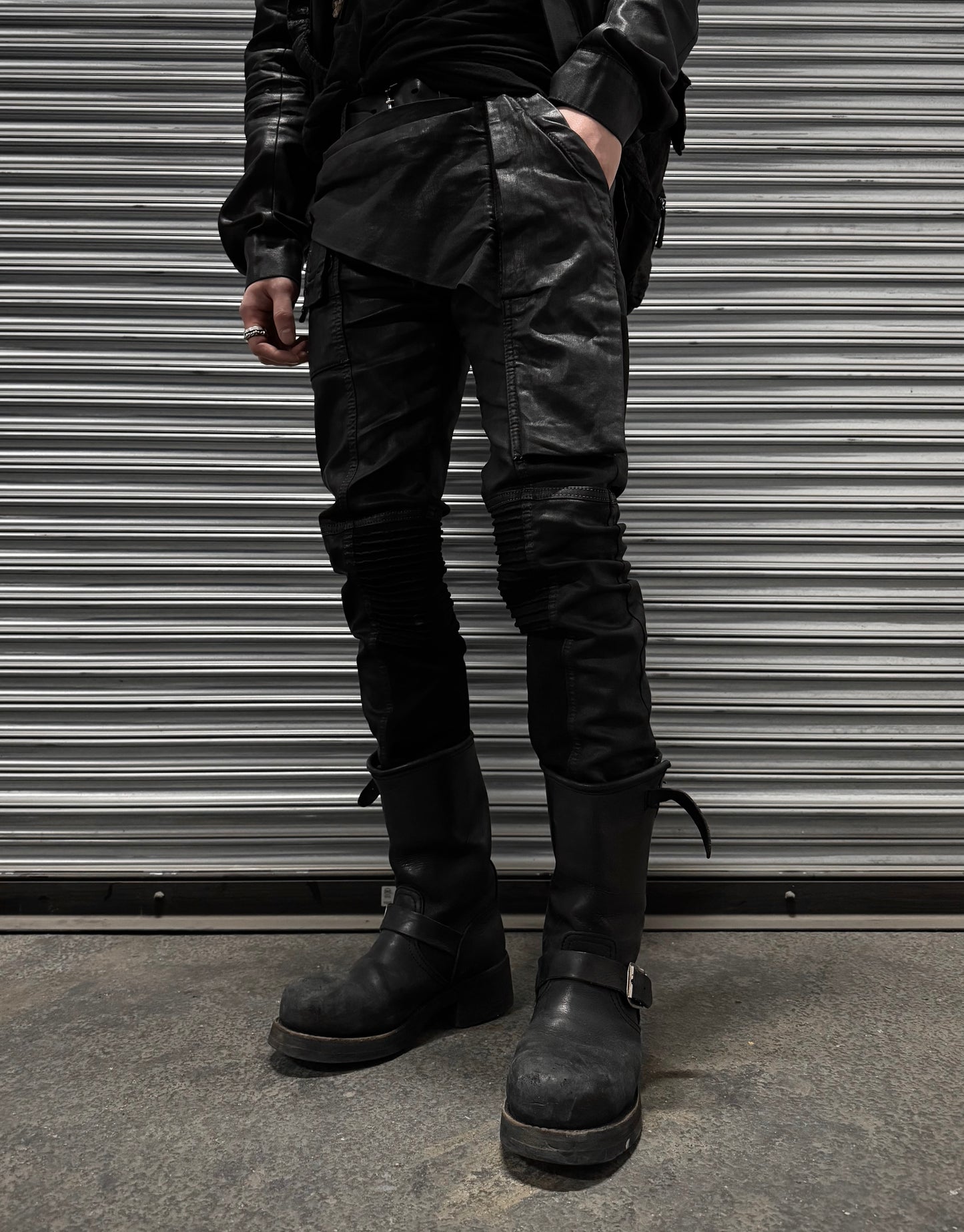 Rick Owens DRKSHDW SS16 “CYCLOPS” Heavy Waxed Memphis Biker Pants