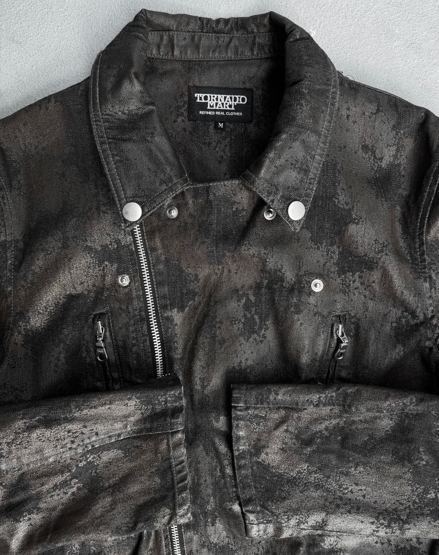 Tornado Mart Early 00s Waxed Camouflage Cotton Biker Jacket