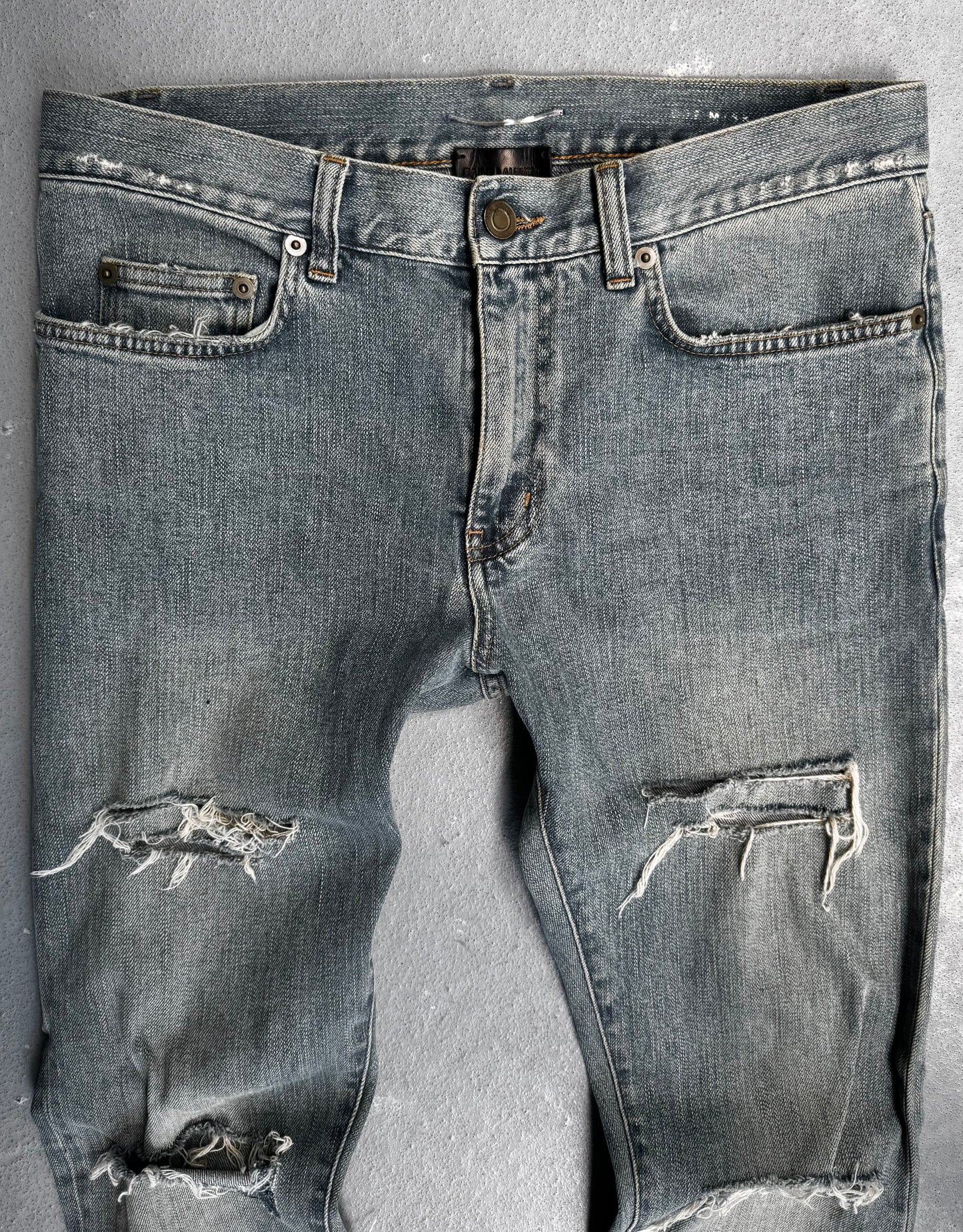 Saint Laurent Paris SS15 Blue ‘D02’ Distressed Crash Denim