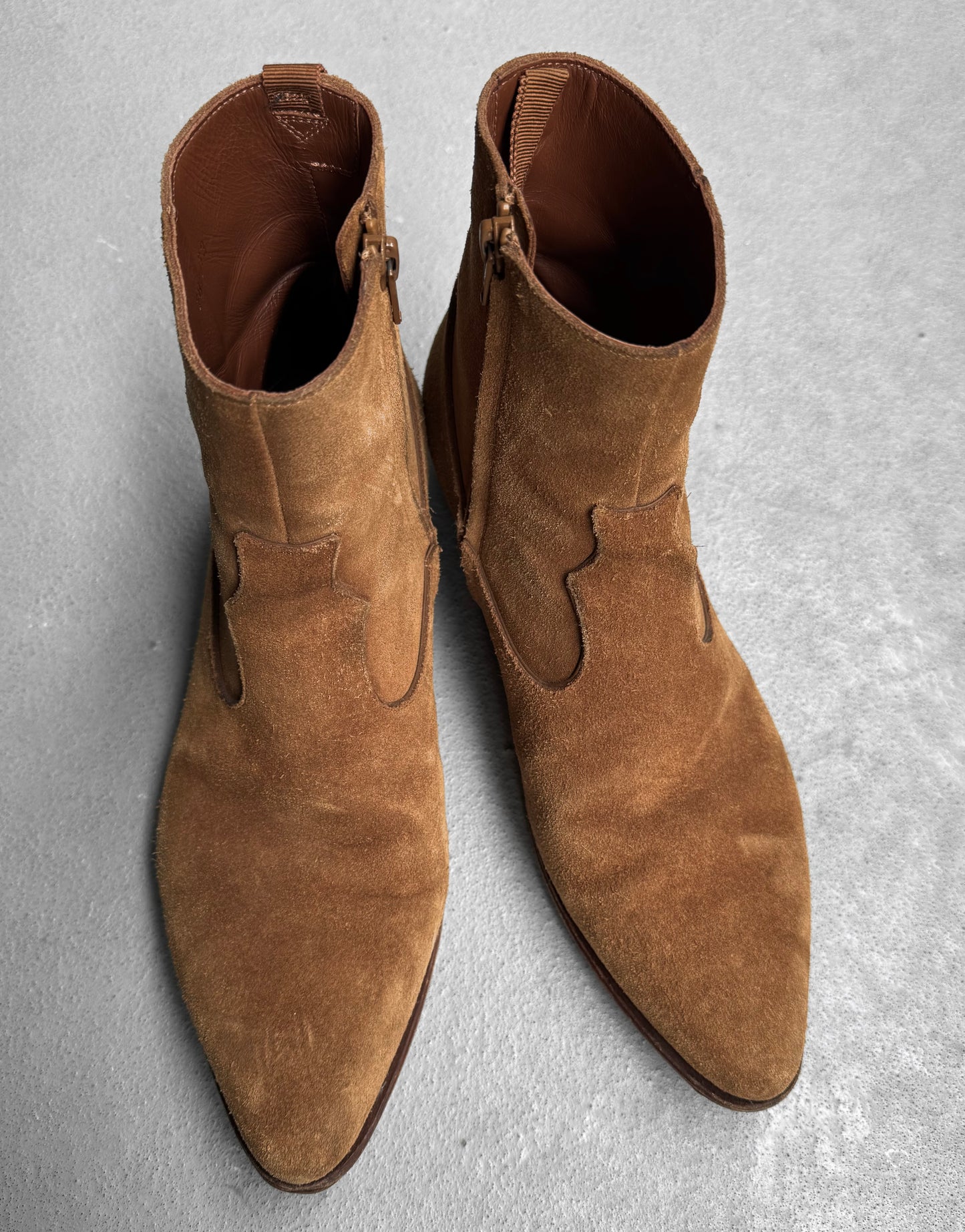 CELINE SS19 Brown Suede 'Jacno' Side Zip Boots