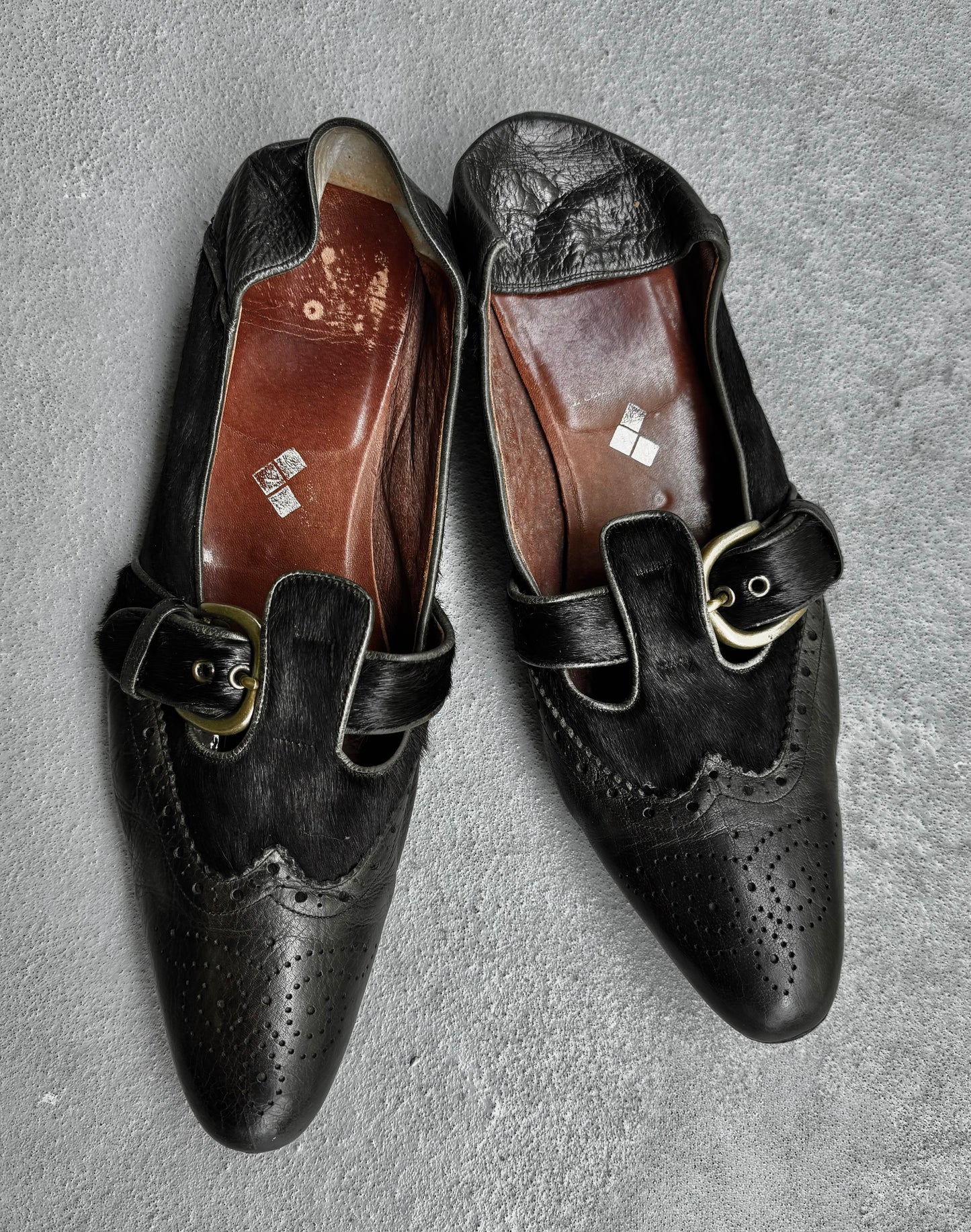 MiharaYasuhiro SS06 Pony Hair Calfskin Cut-out Slip On Derbies