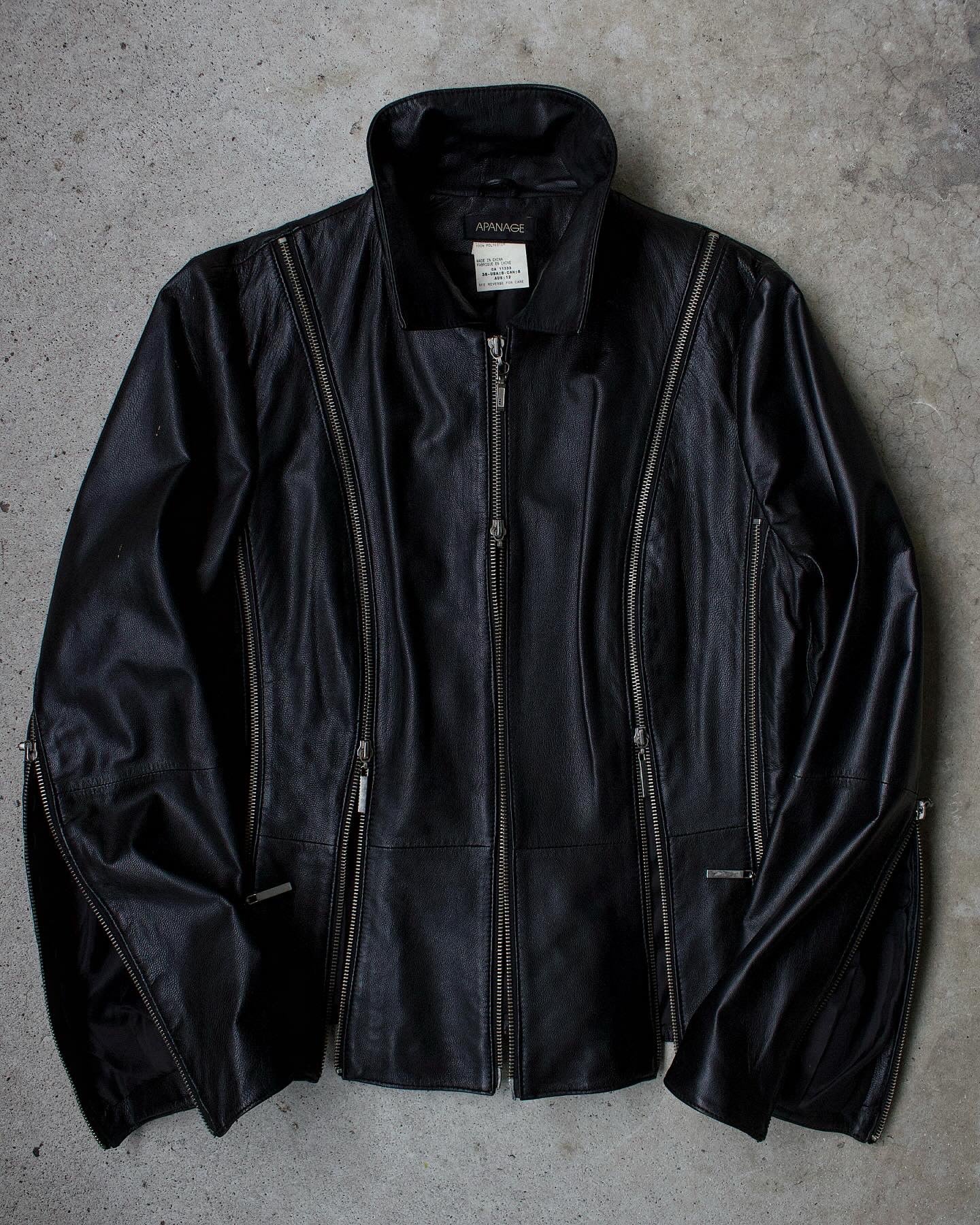 Vintage Y2K Apanage Multi-zip Moto Leather Jacket