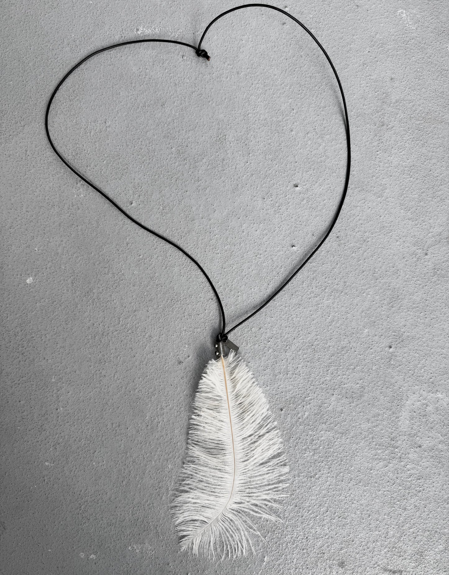 Ann Demeulemeester White Ostrich Feather Leather Cord Necklace