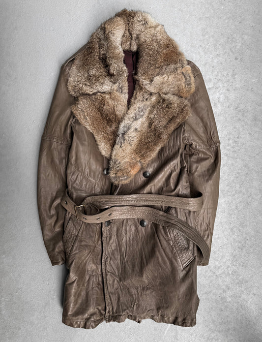 Kyoji Maruyama AW08 Rabbit Fur Wrinkle Leather Trench Coat