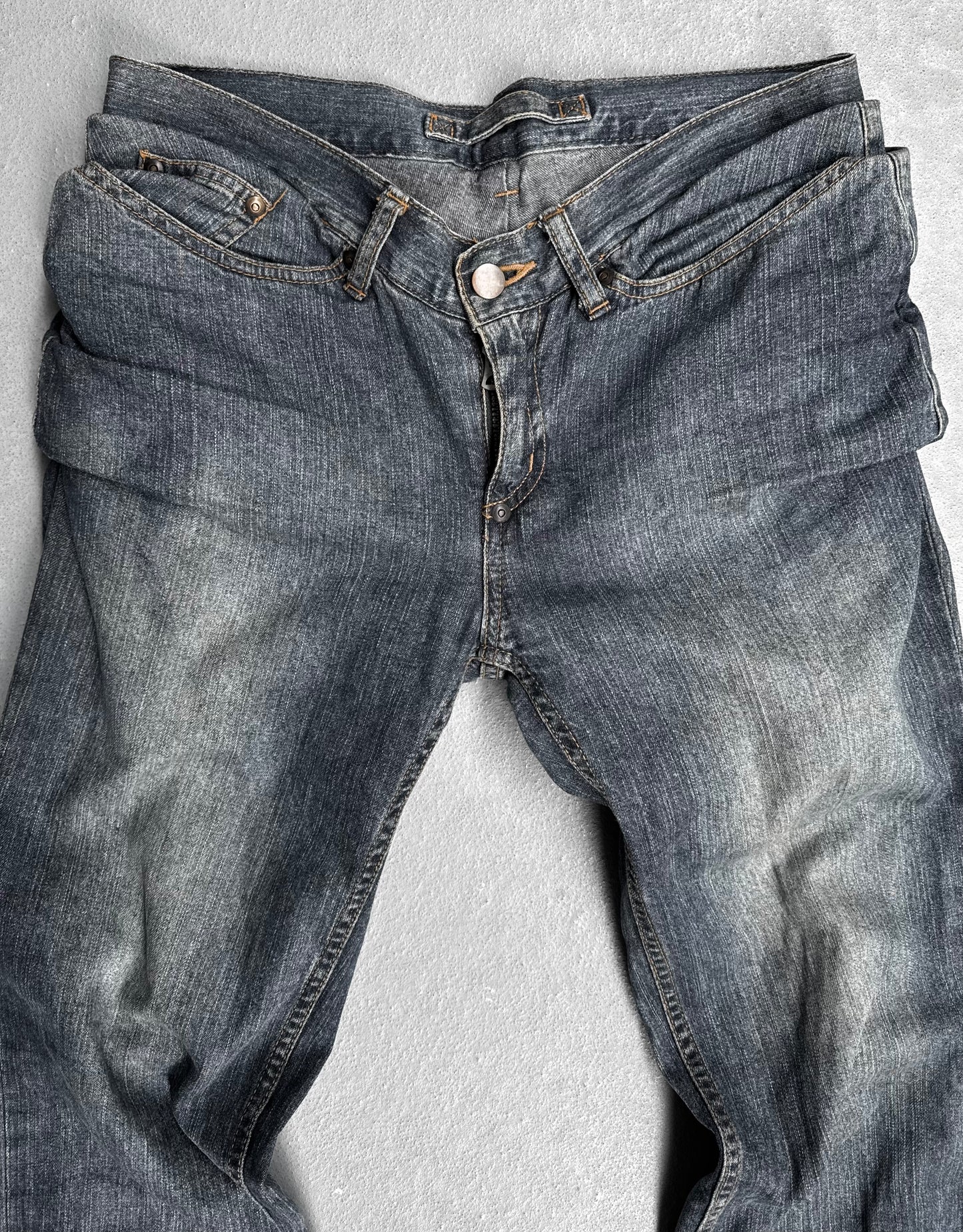 MiharaYasuhiro AW05 Washed Blue Layered Stack Denim