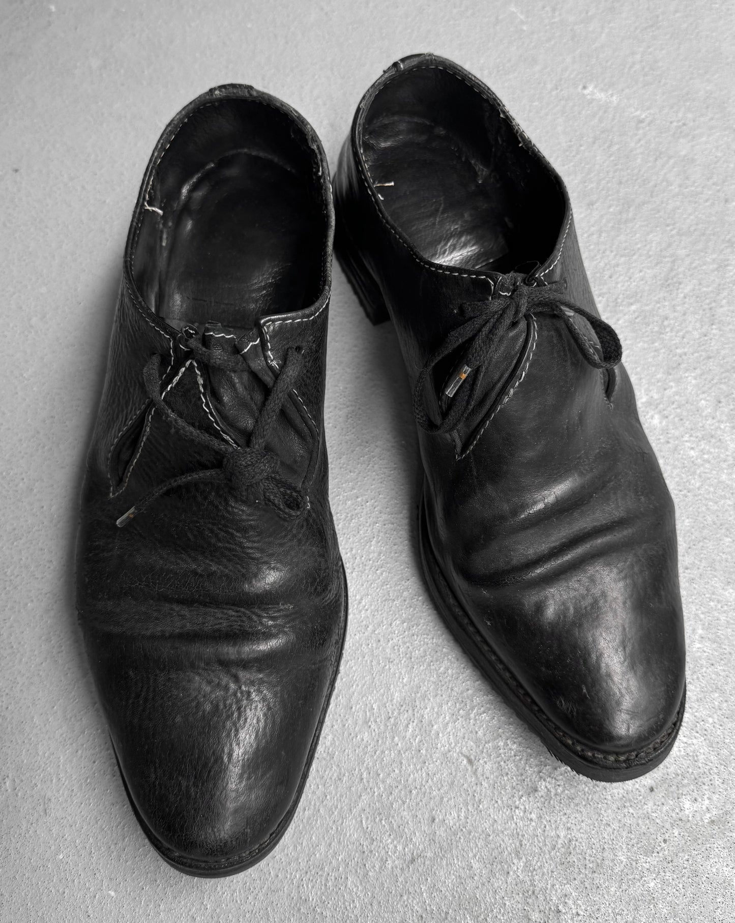 Carol Christian Poell ‘AM/2527 ROOM-PTC’ Black Object-dyed Kangaroo Leather One Fold Derbies