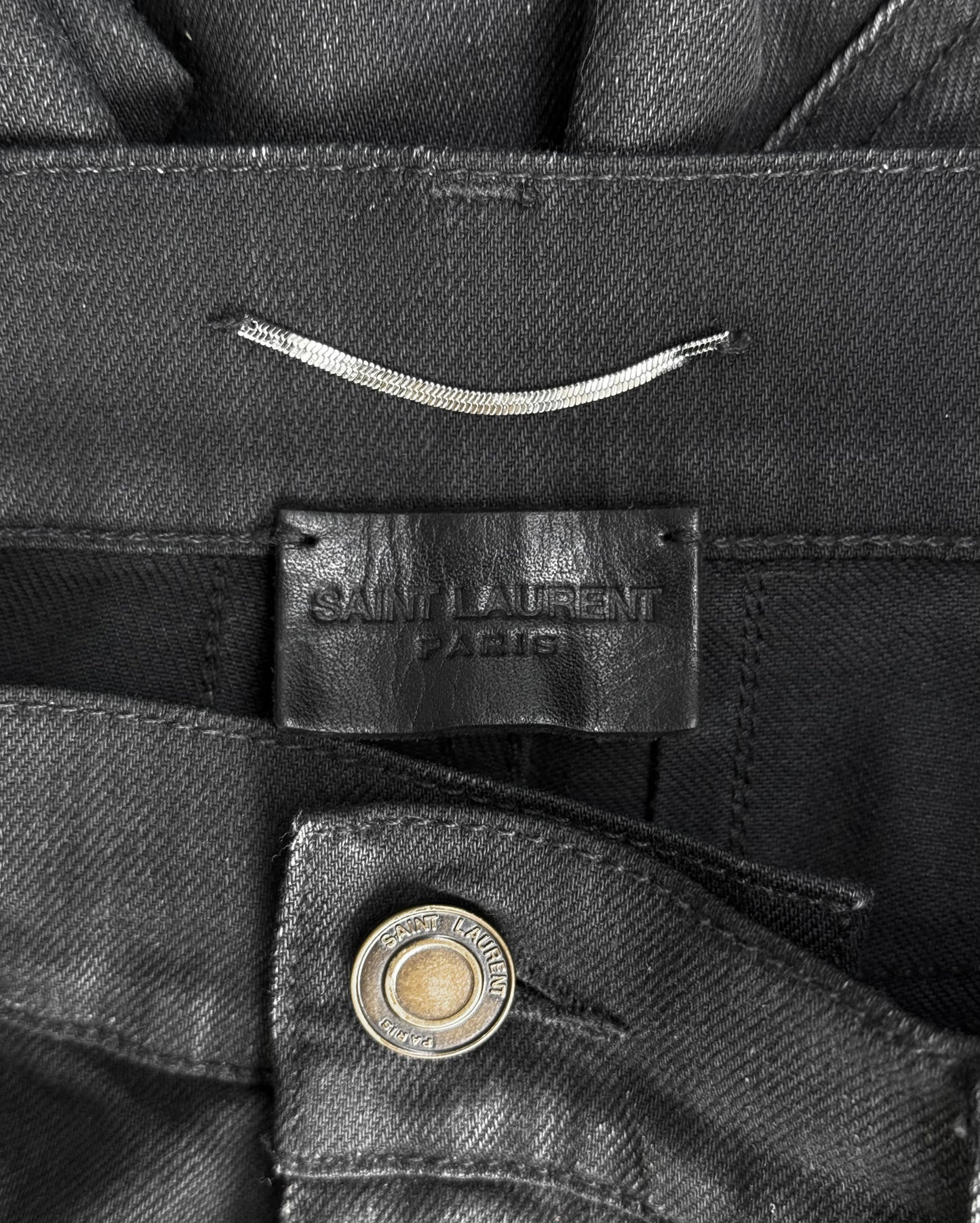 Saint Laurent Paris AW16 Light-waxed Black 'D02' Skinny Denim