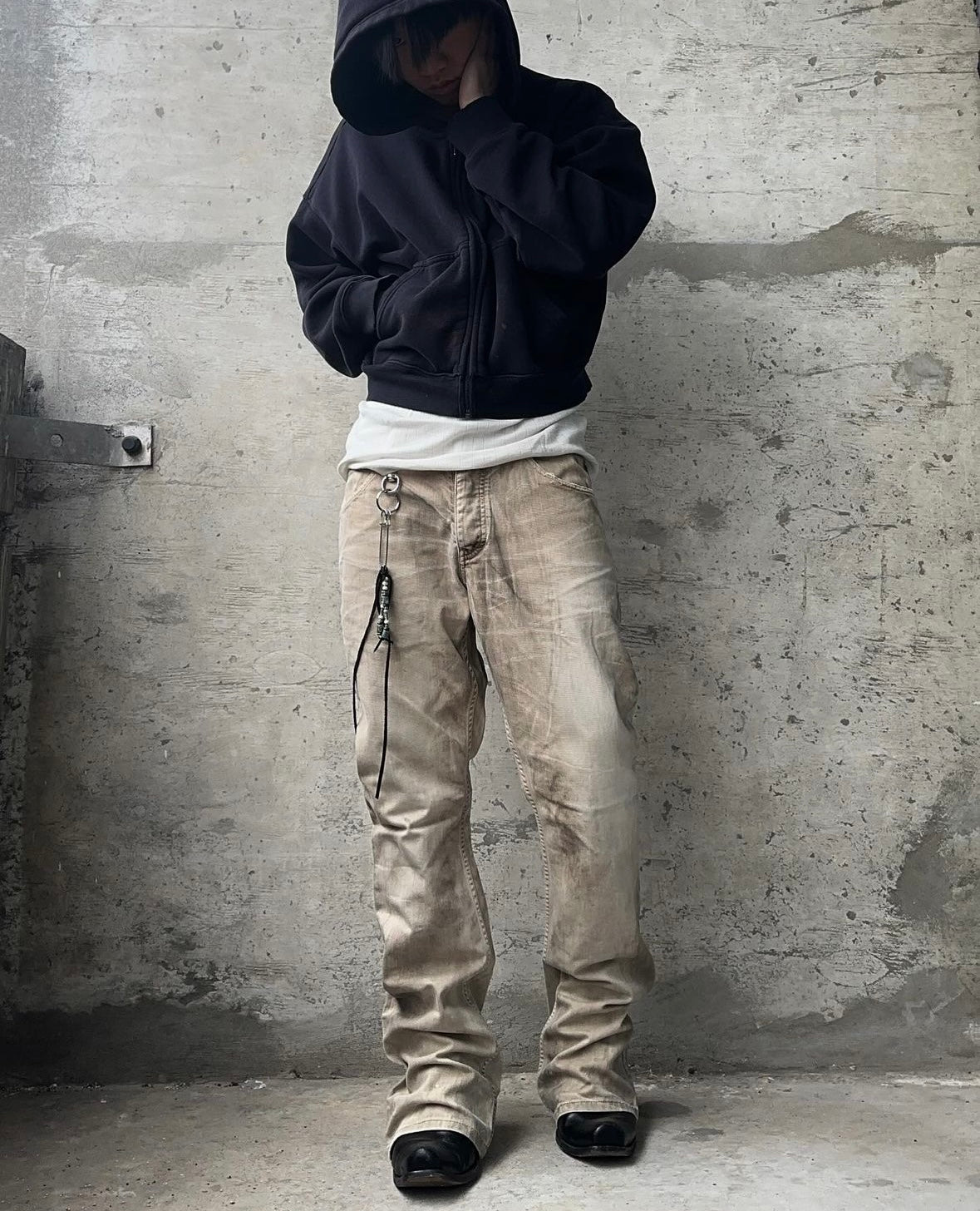 Isamu Katayama “BACKLASH” AW12 Cow Leather Patch Bootcut Denim