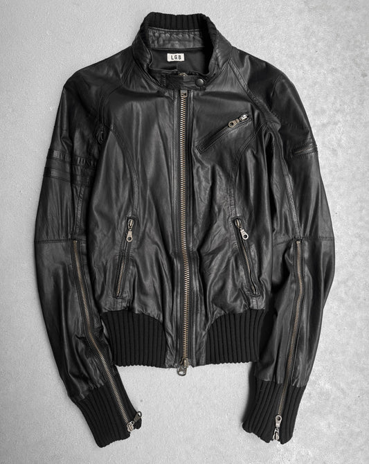 L.G.B. Early 00s Padded Cow Leather Rider Jacket