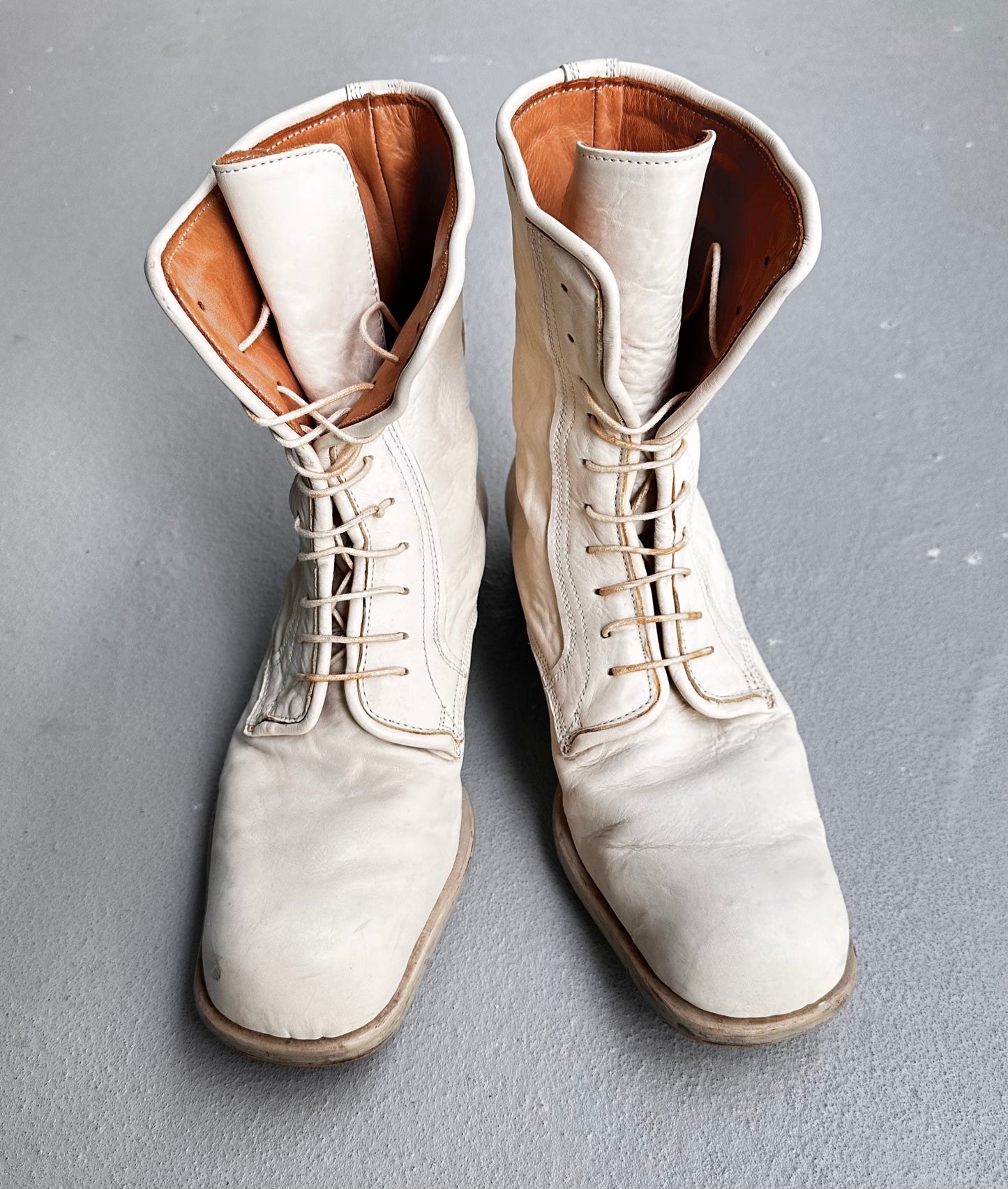MiharaYasuhiro Early 00s Roasted Cowhide Leather Square-Toe Boots